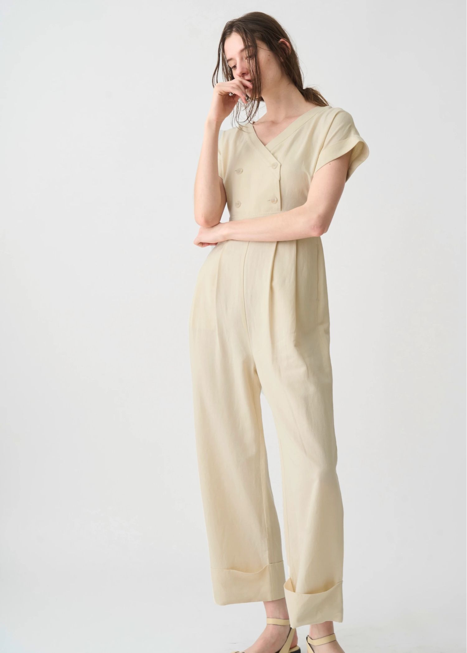 rollup linen kaftan all-in-one