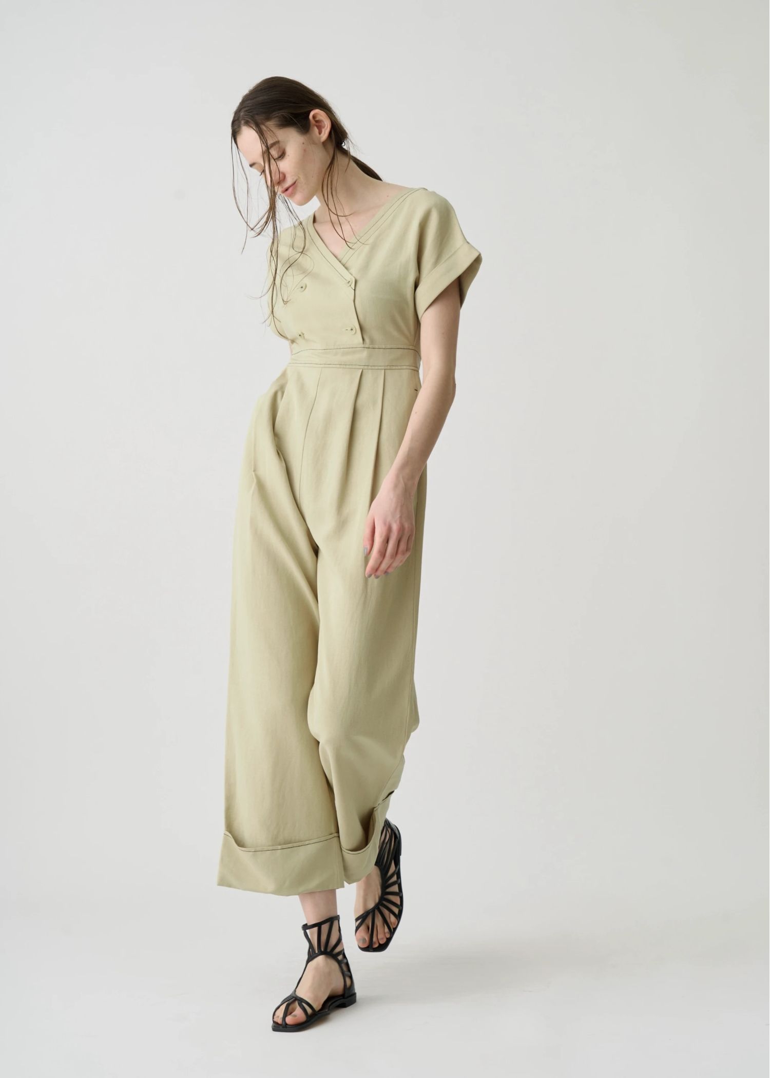 rollup linen kaftan all-in-one