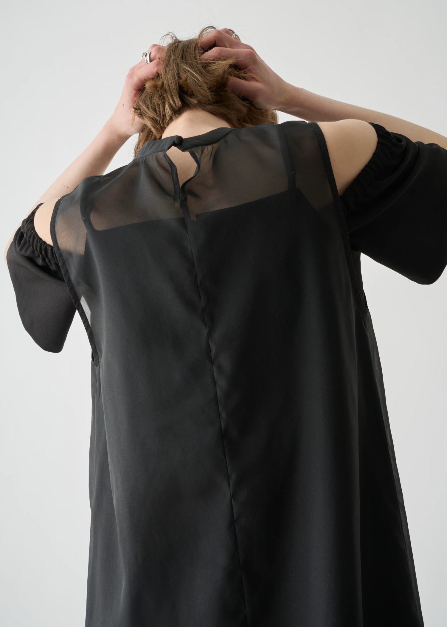 embroidery flower sheer no sleeve OP