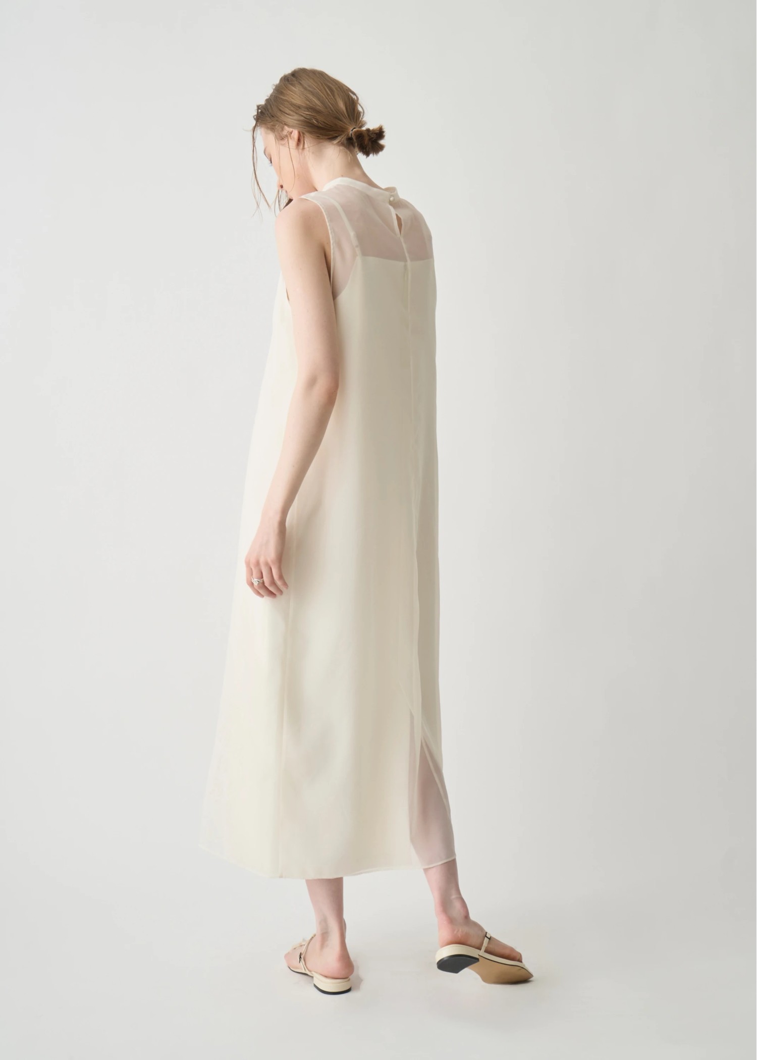 embroidery flower sheer no sleeve OP