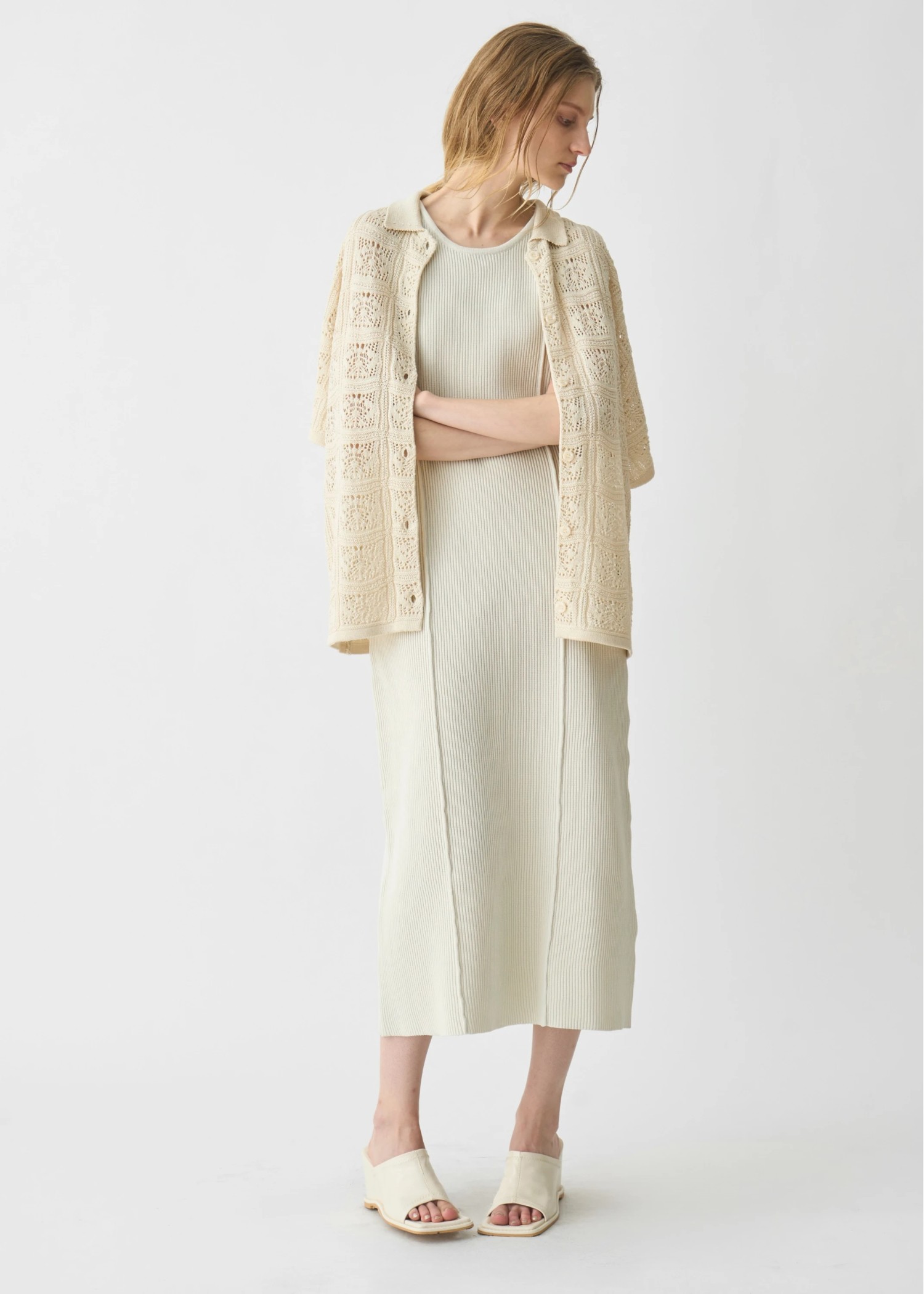 rib aerial knit tank OP