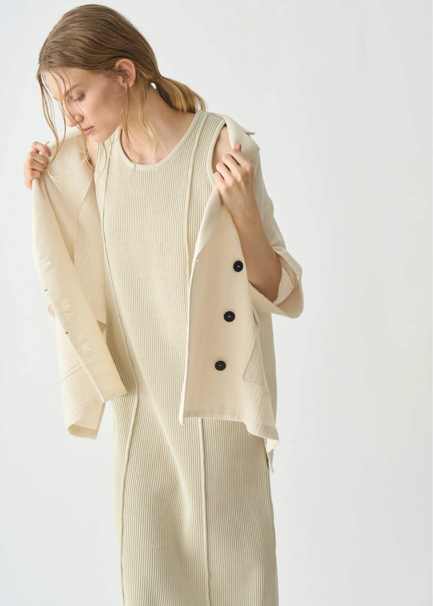 rib aerial knit tank OP