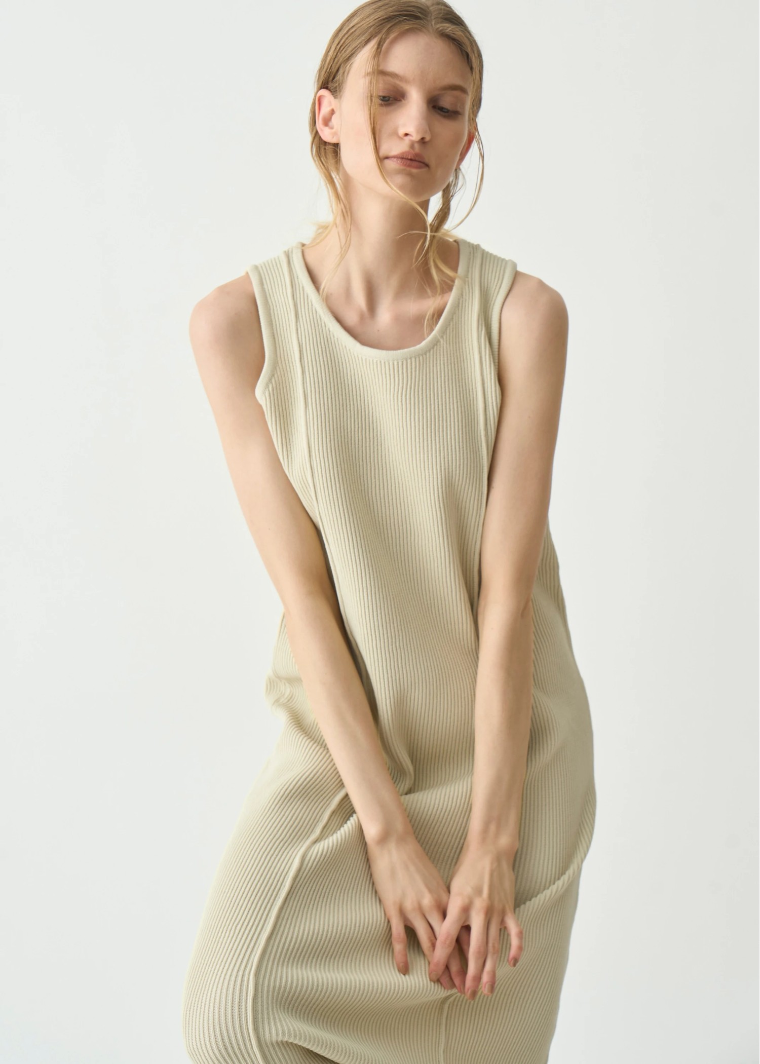 rib aerial knit tank OP