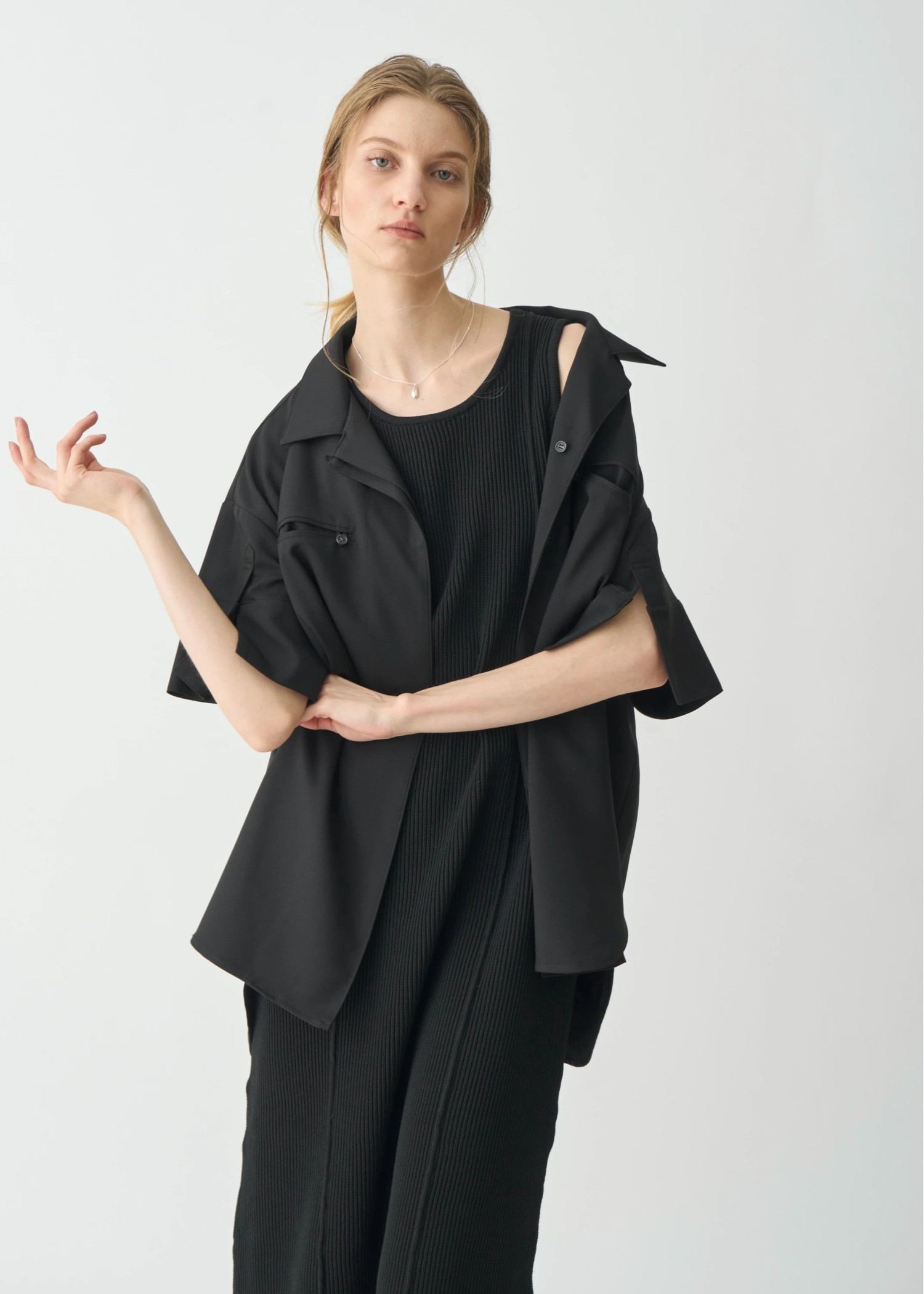 rib aerial knit tank OP