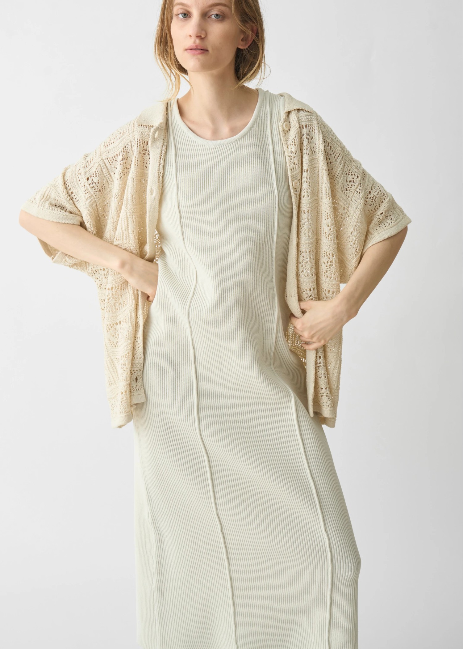 rib aerial knit tank OP