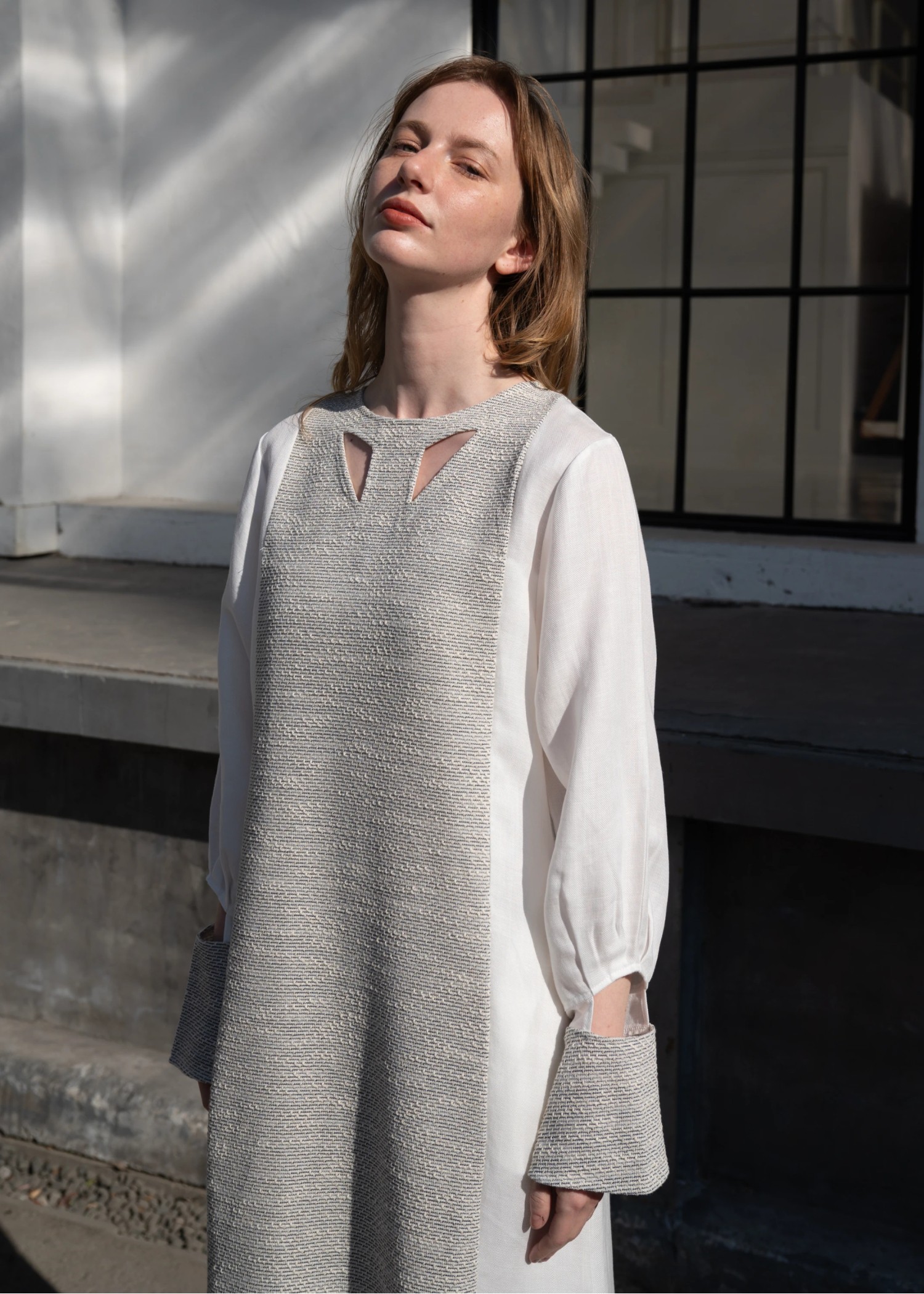 hollow out patchwork tweed OP