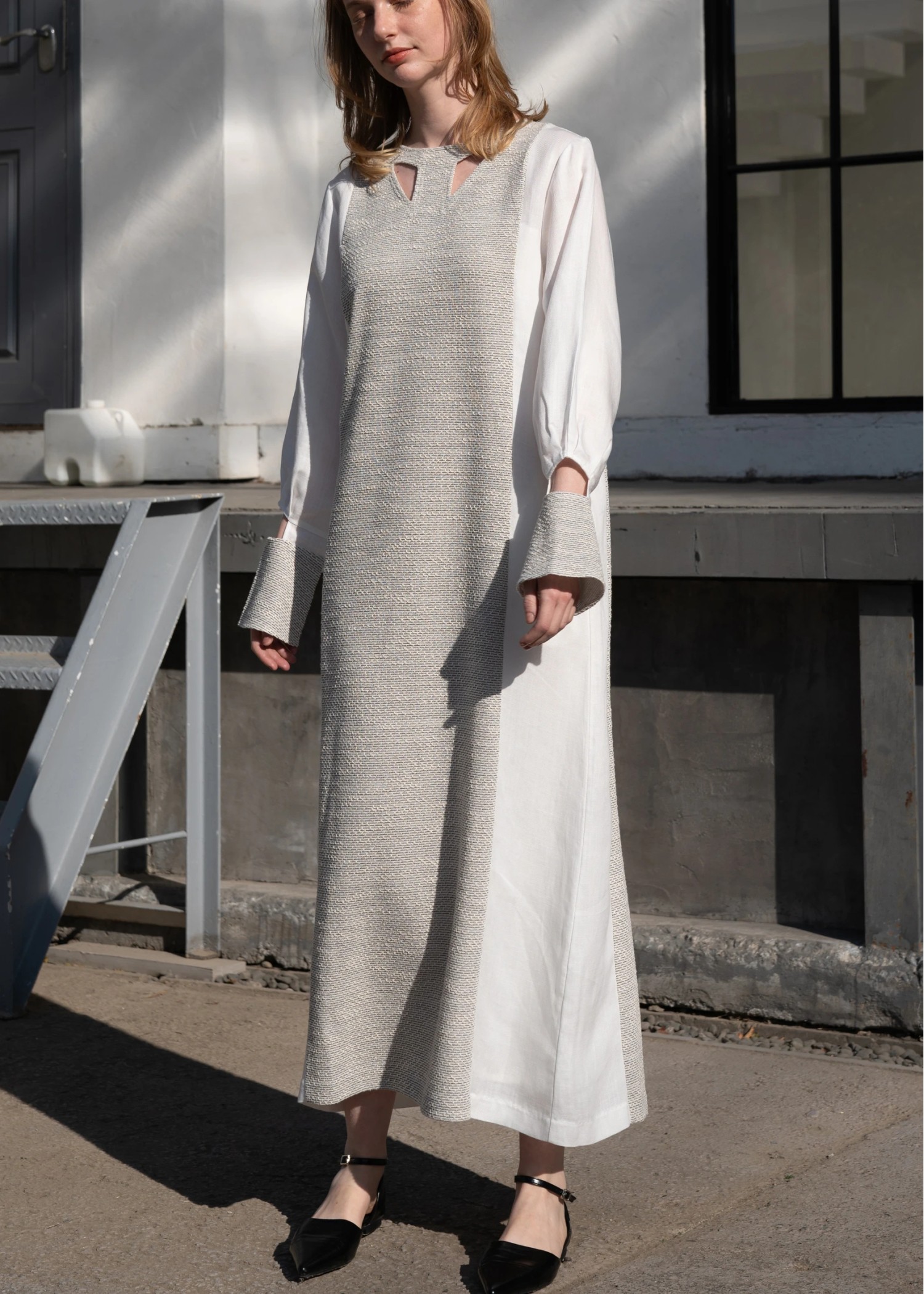 hollow out patchwork tweed OP