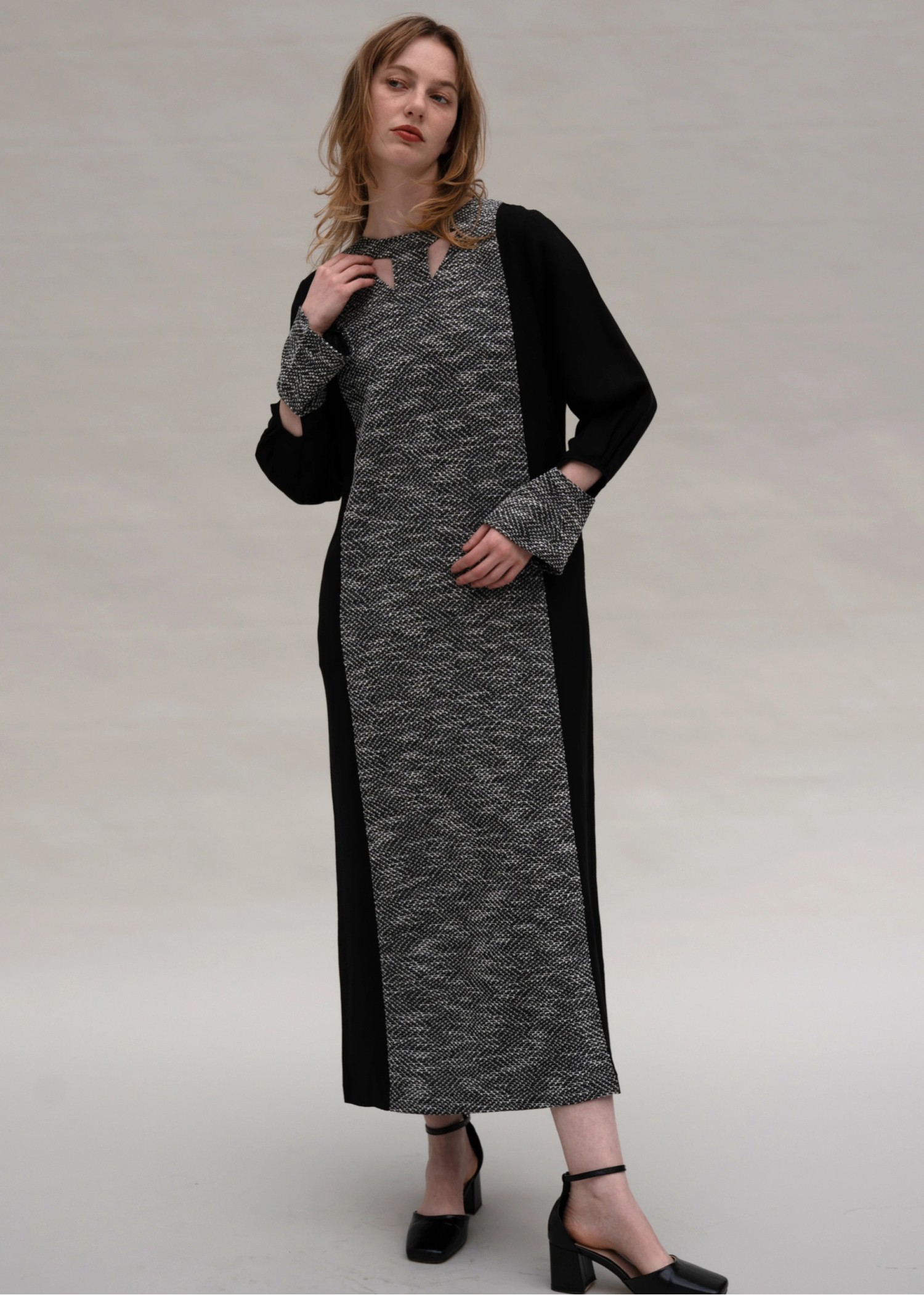 hollow out patchwork tweed OP