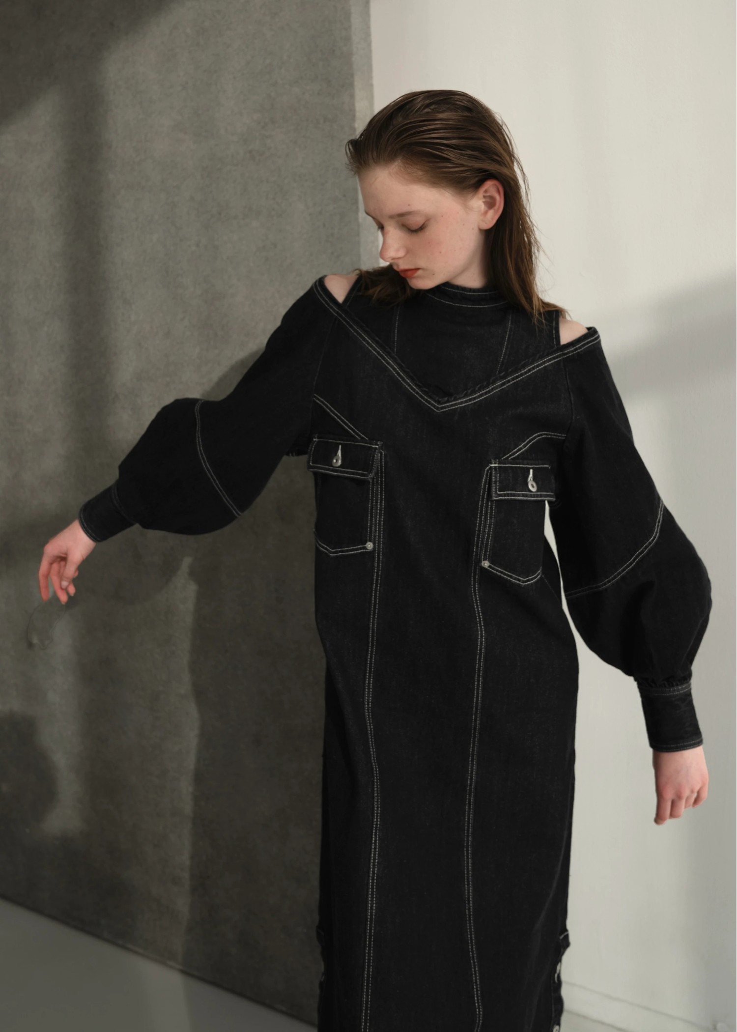 v neck layered like denim OP