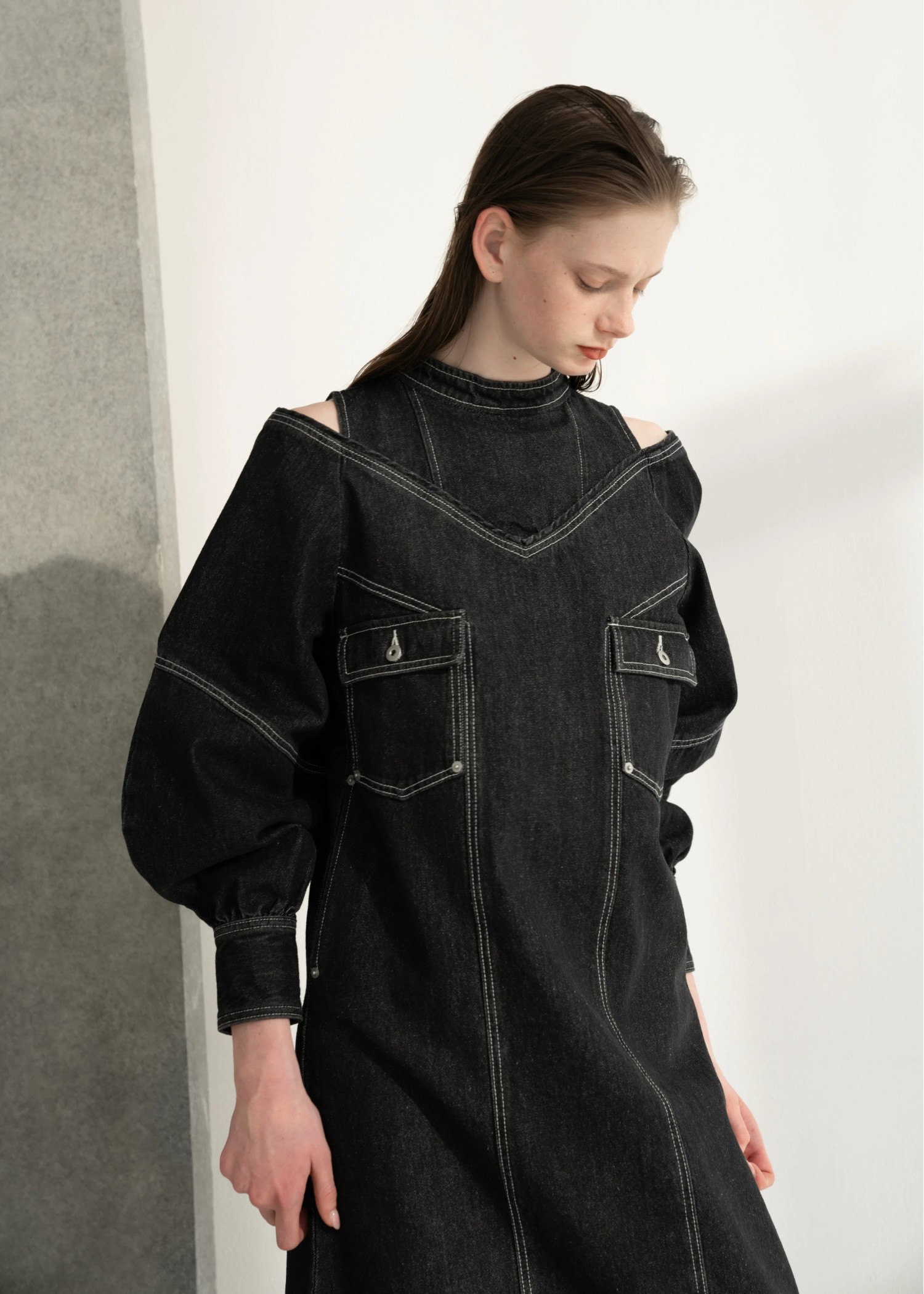 v neck layered like denim OP