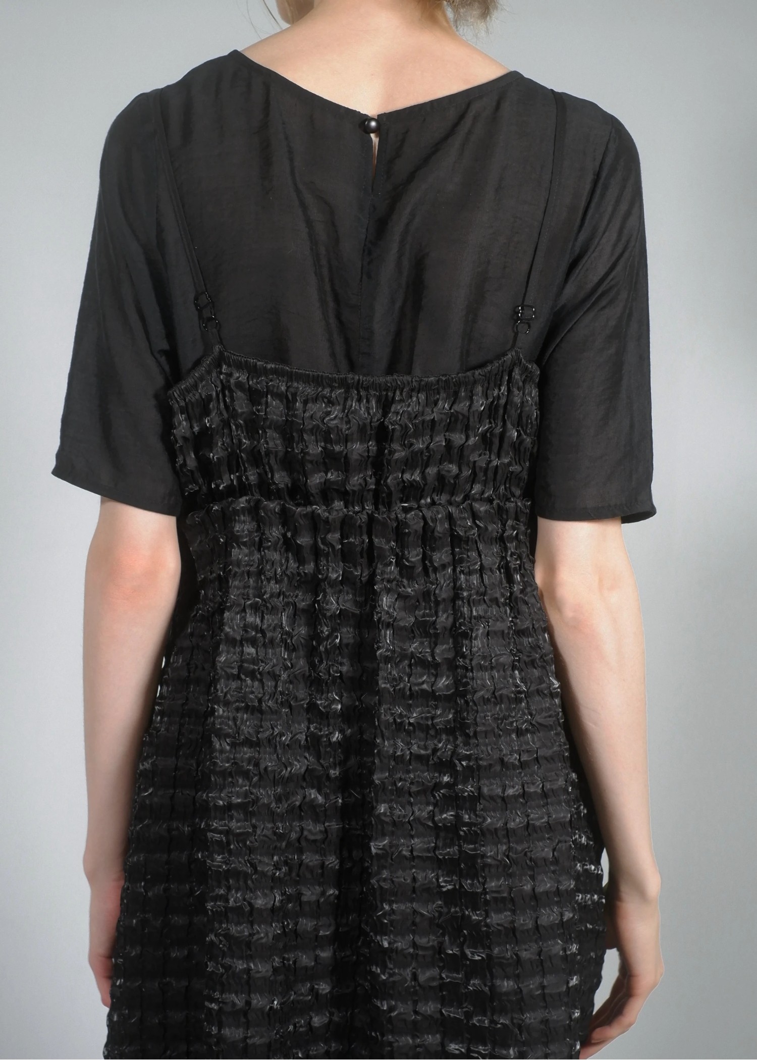 flower motif waist rubber tuck cami OP