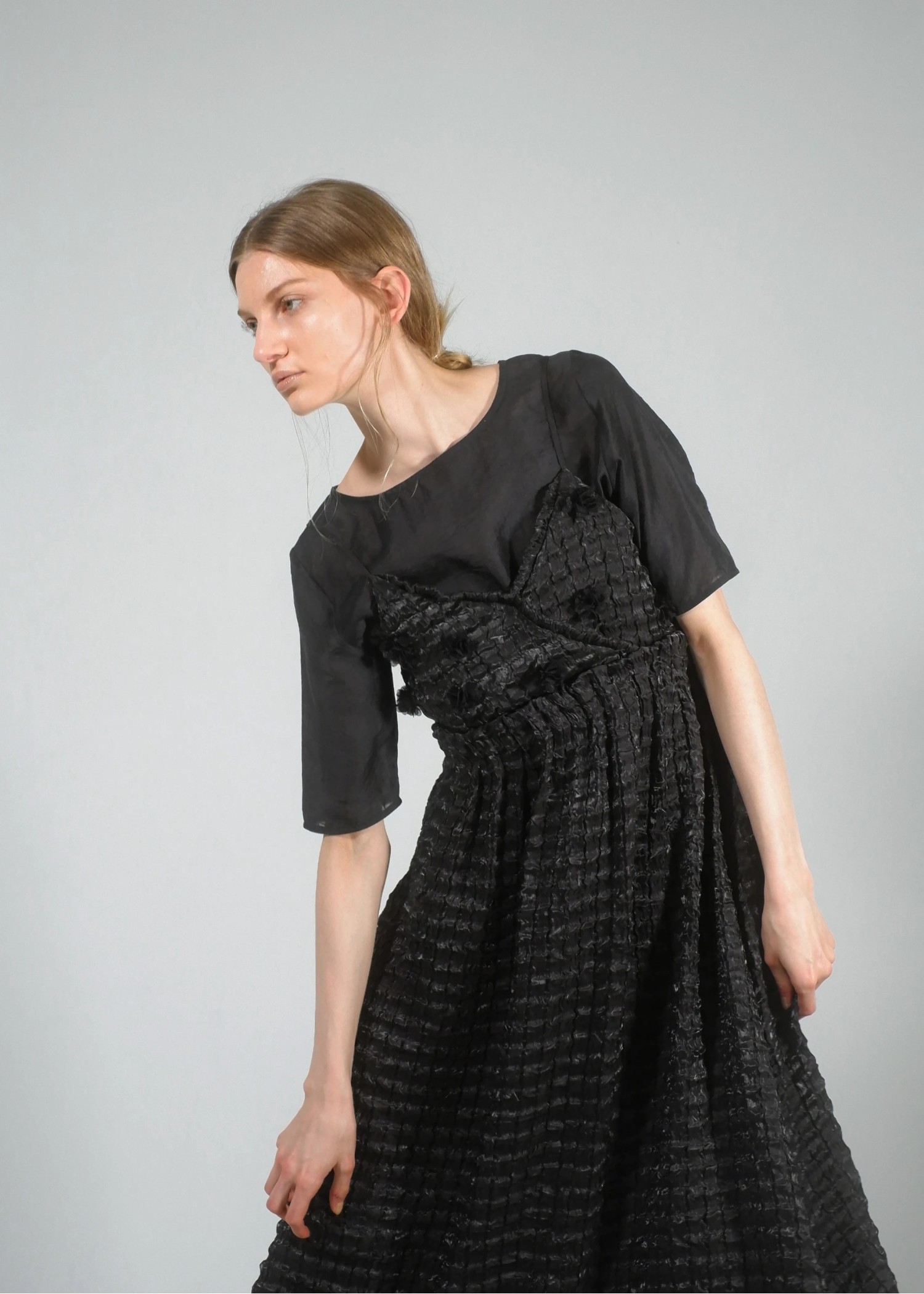 flower motif waist rubber tuck cami OP