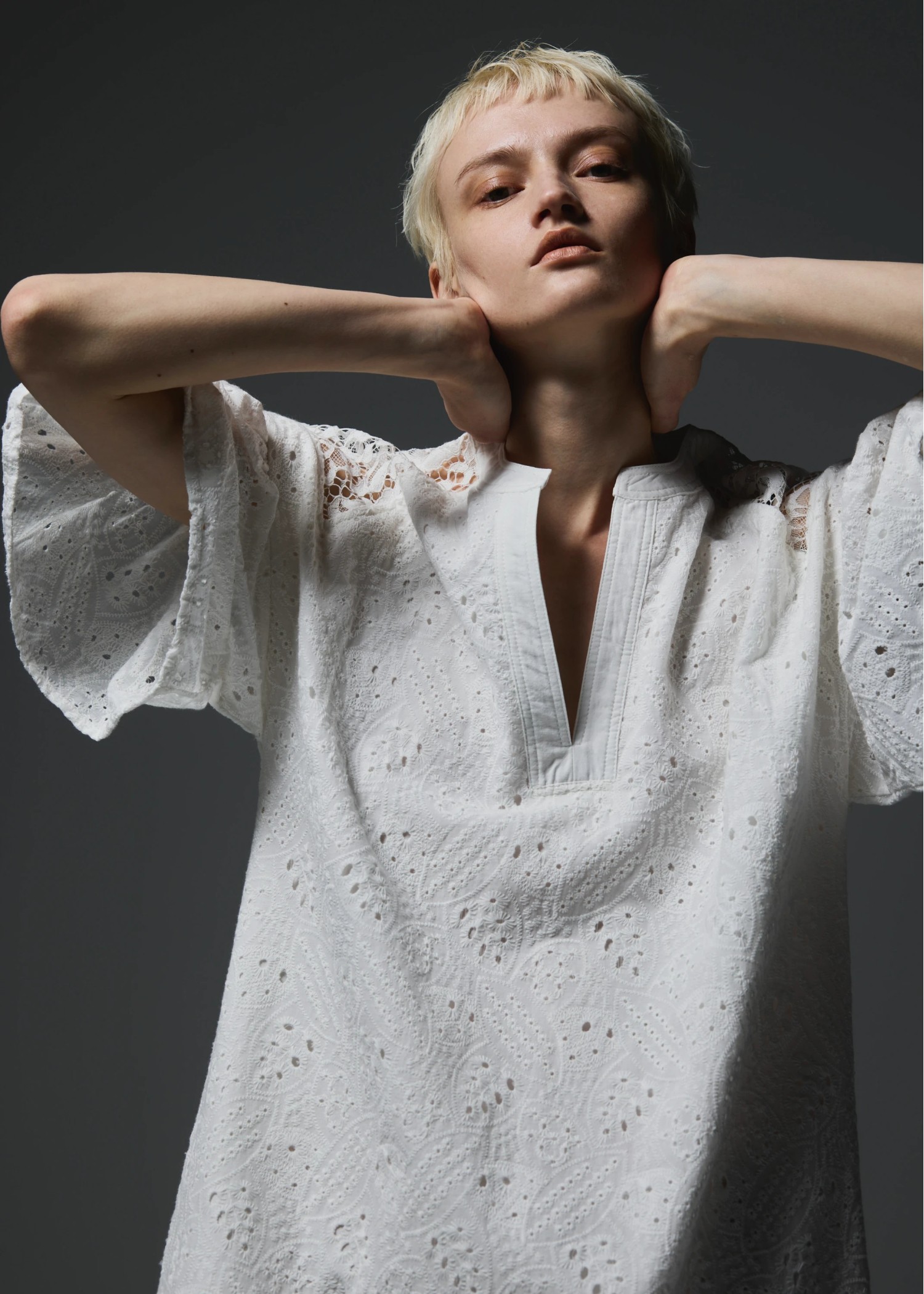 patchwork cotton lace kaftan OP