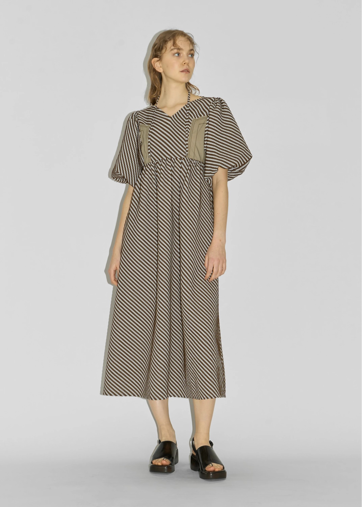 floating jacquard balloon sleeve OP