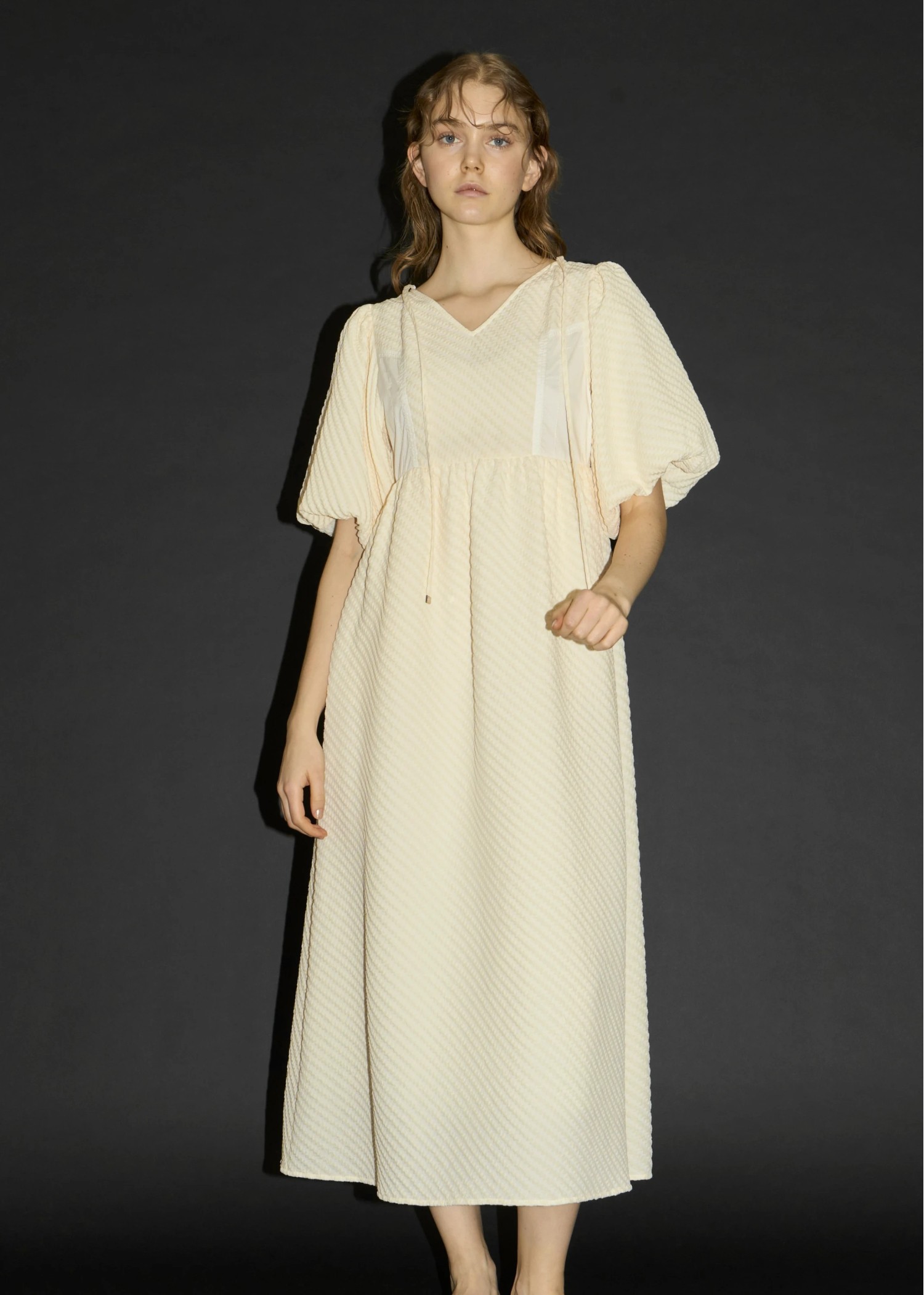 floating jacquard balloon sleeve OP