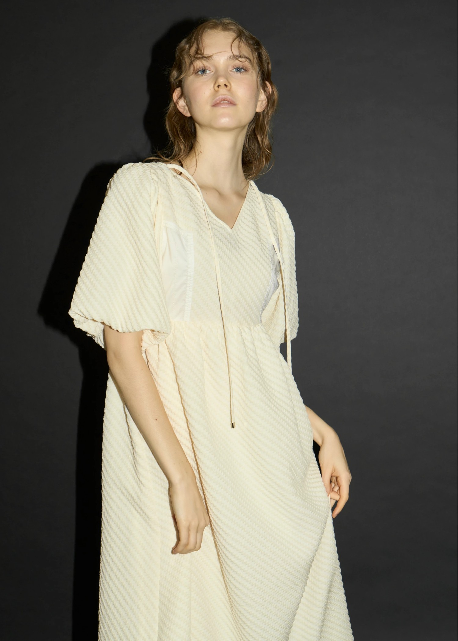 floating jacquard balloon sleeve OP