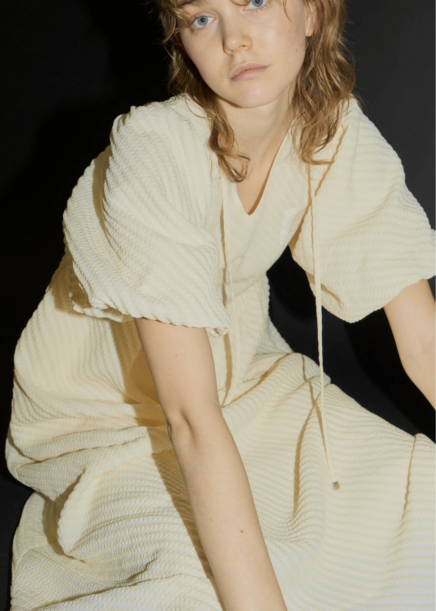 floating jacquard balloon sleeve OP