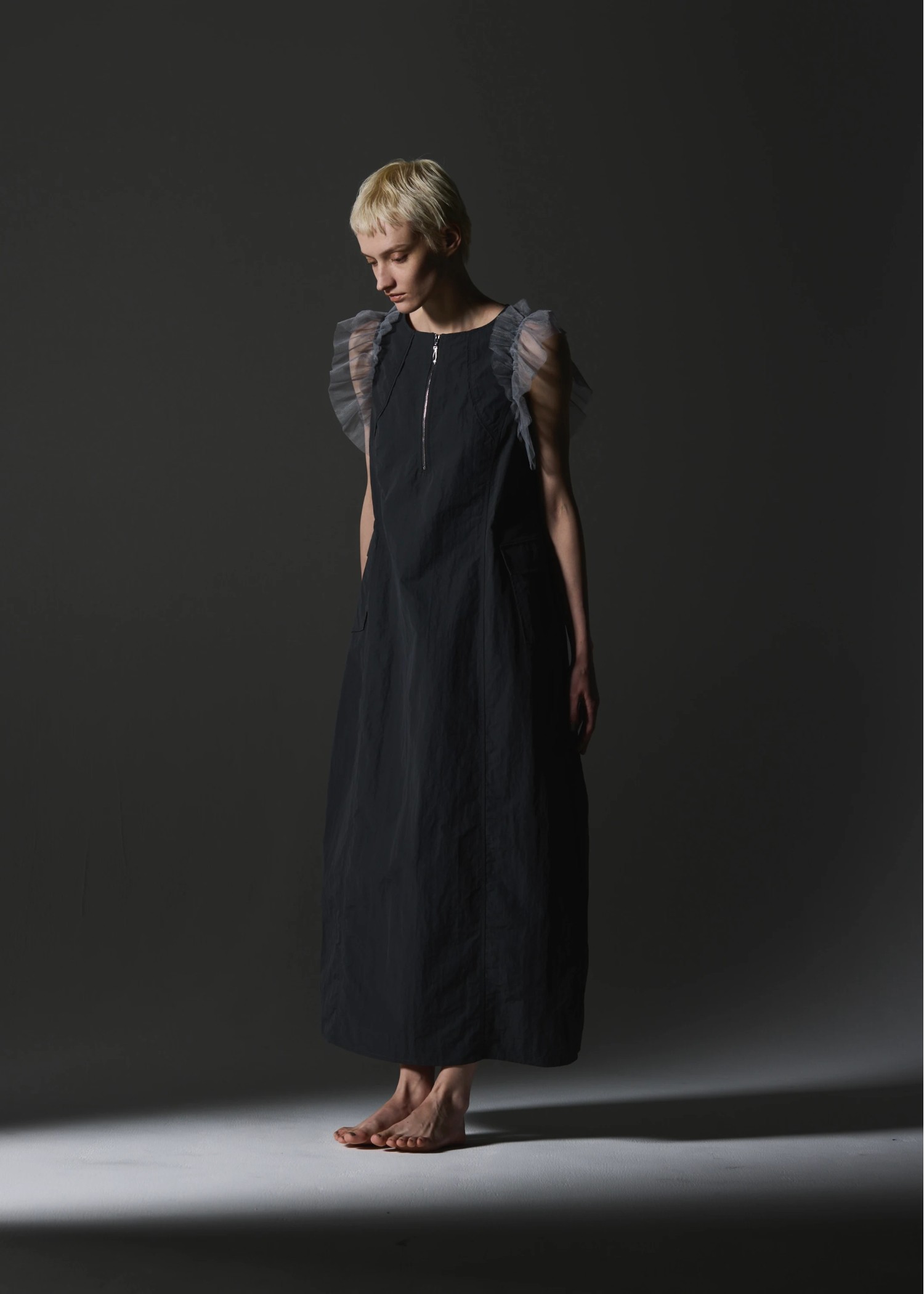 tulle frill no sleeve nylon zip OP