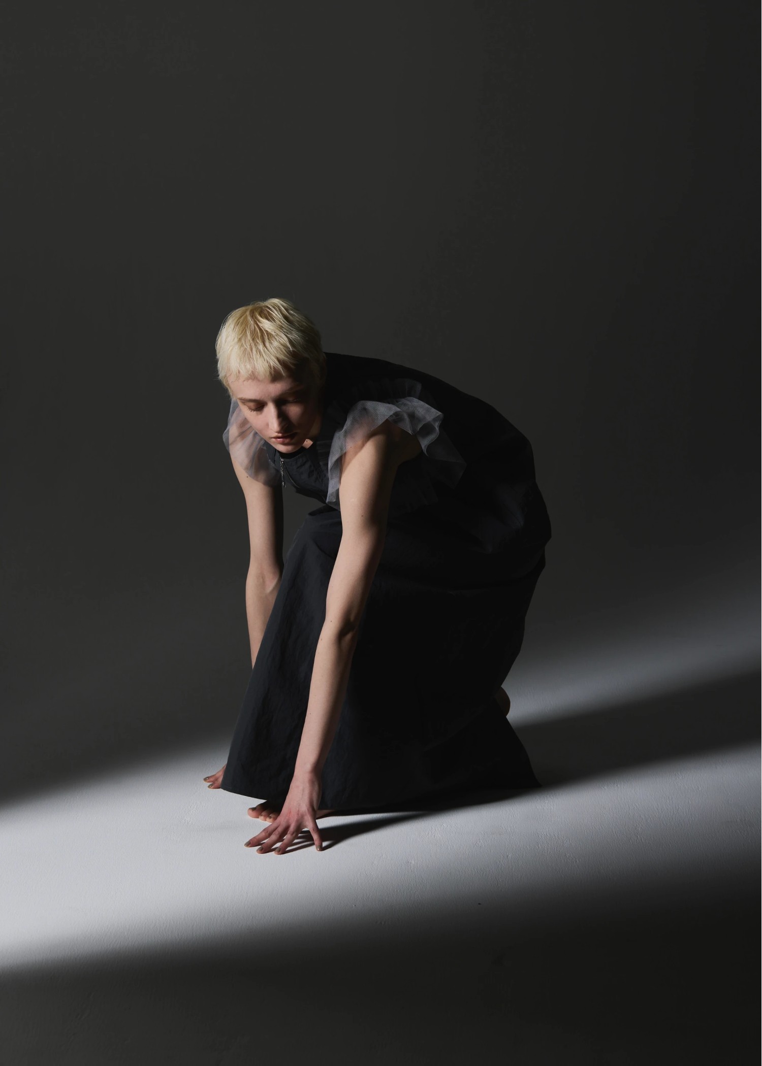 tulle frill no sleeve nylon zip OP