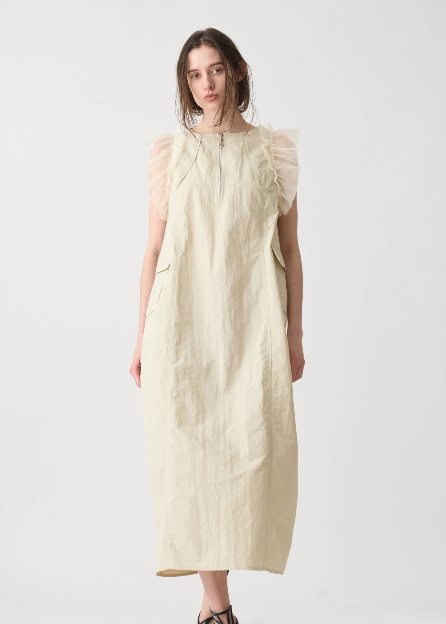 tulle frill no sleeve nylon zip OP