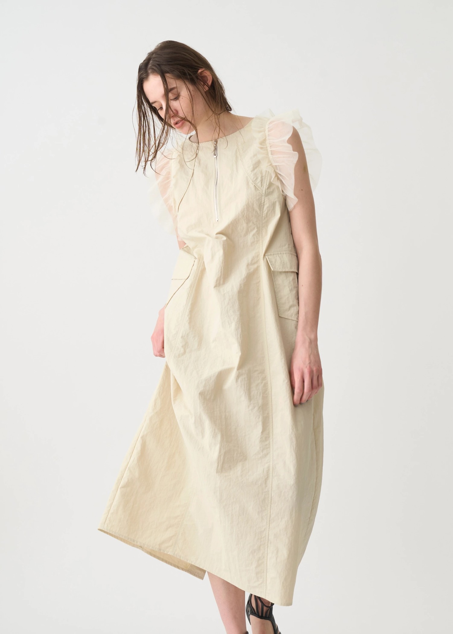 tulle frill no sleeve nylon zip OP