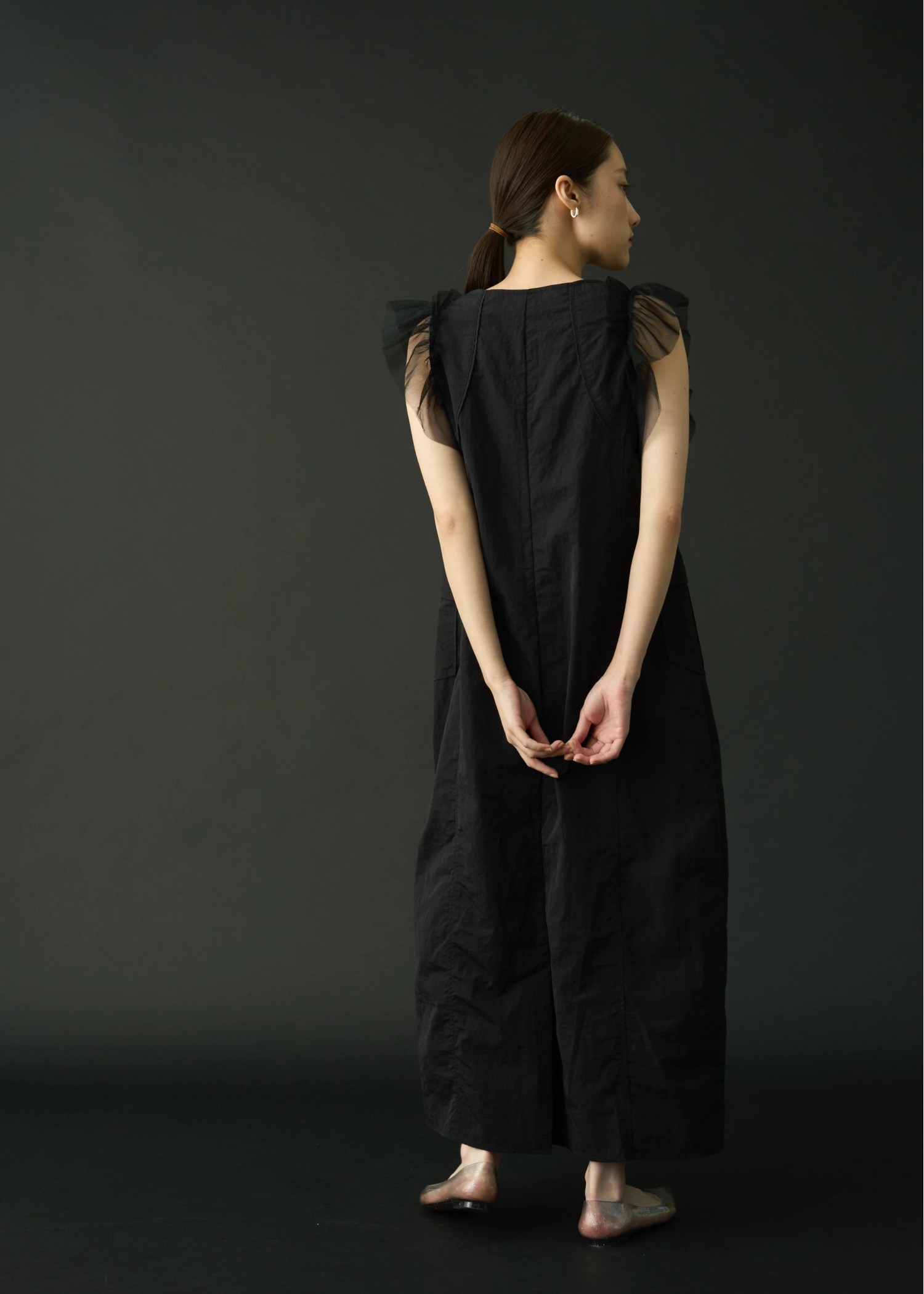 tulle frill no sleeve nylon zip OP