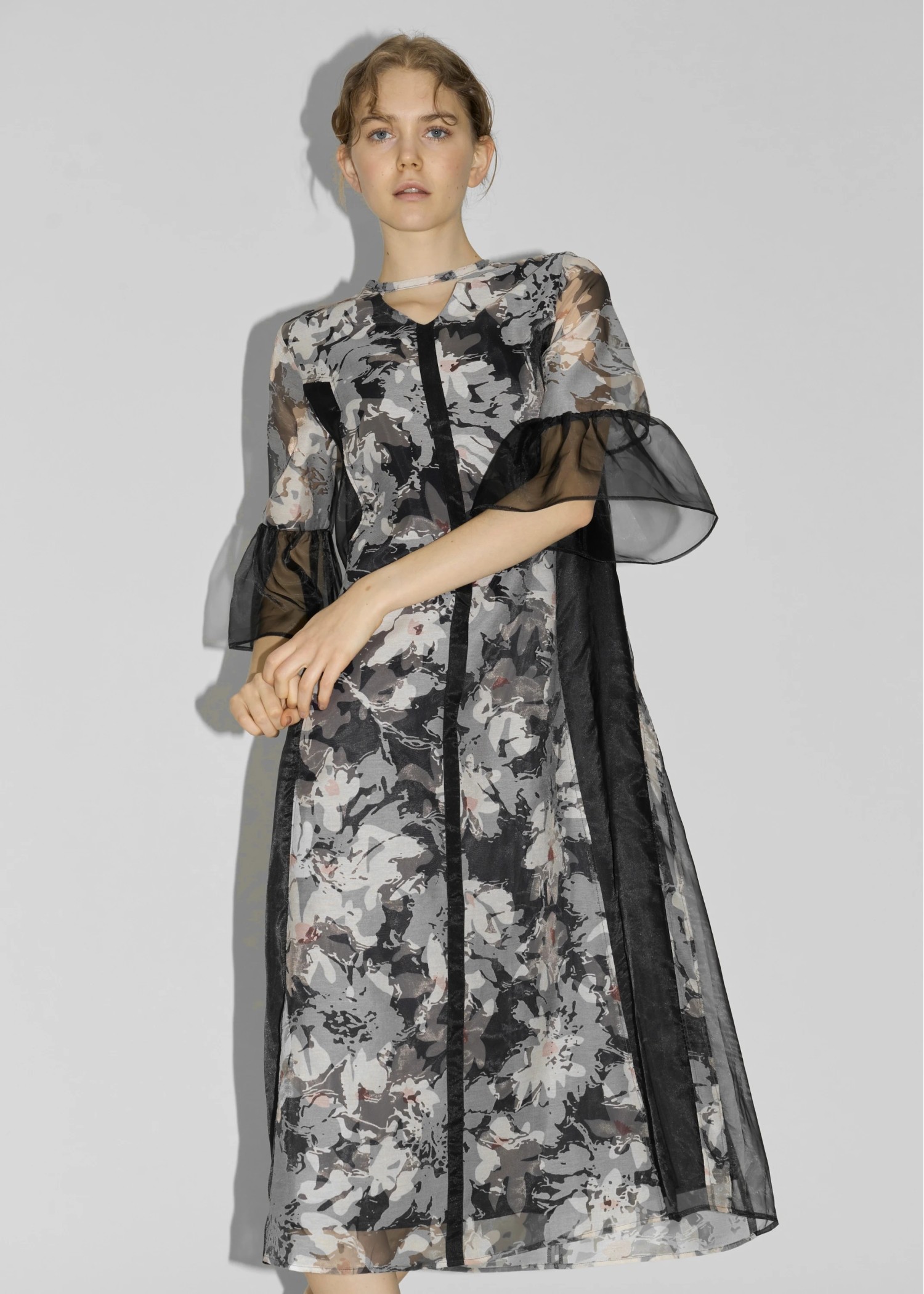 sheer flower organdy patchwork OP