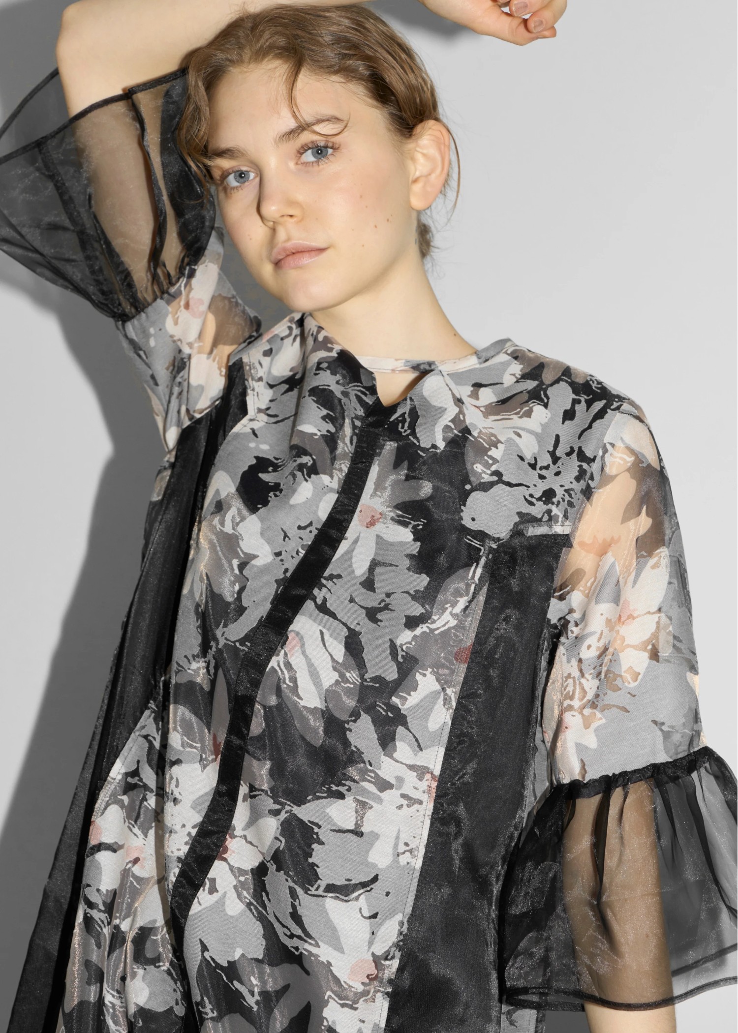 sheer flower organdy patchwork OP