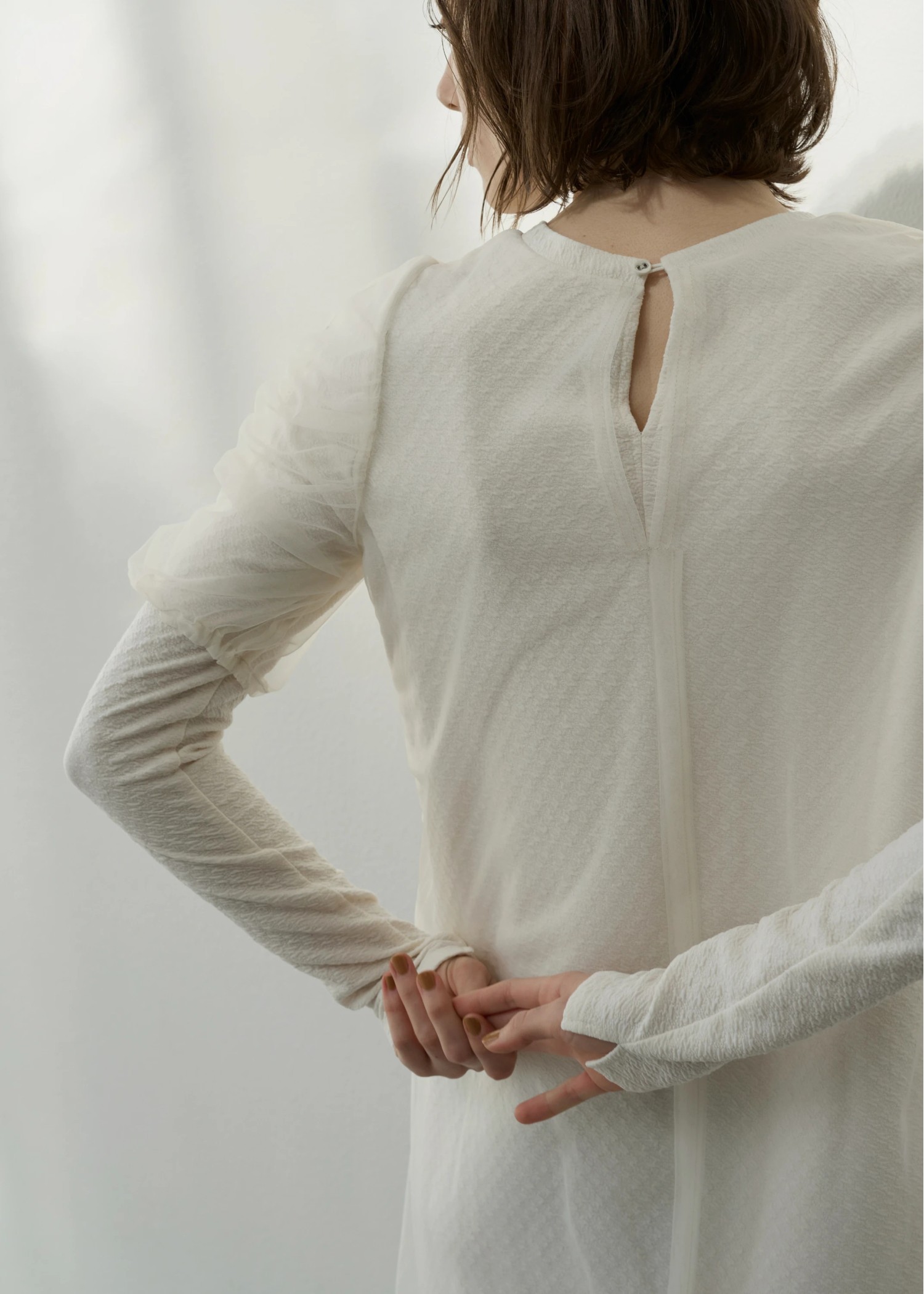 layered tulle floating jacquard gather OP