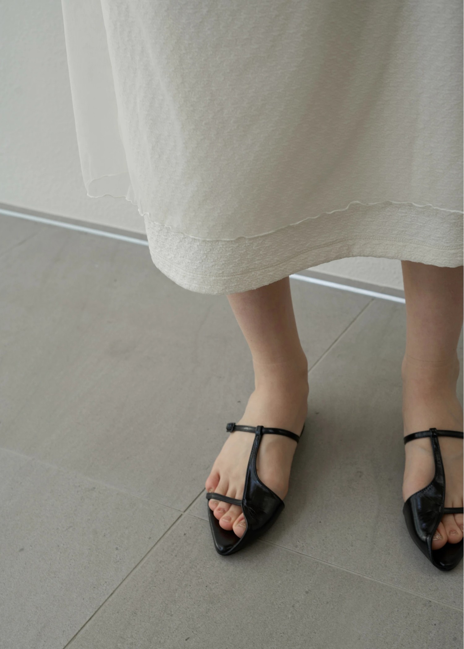 layered tulle floating jacquard gather OP