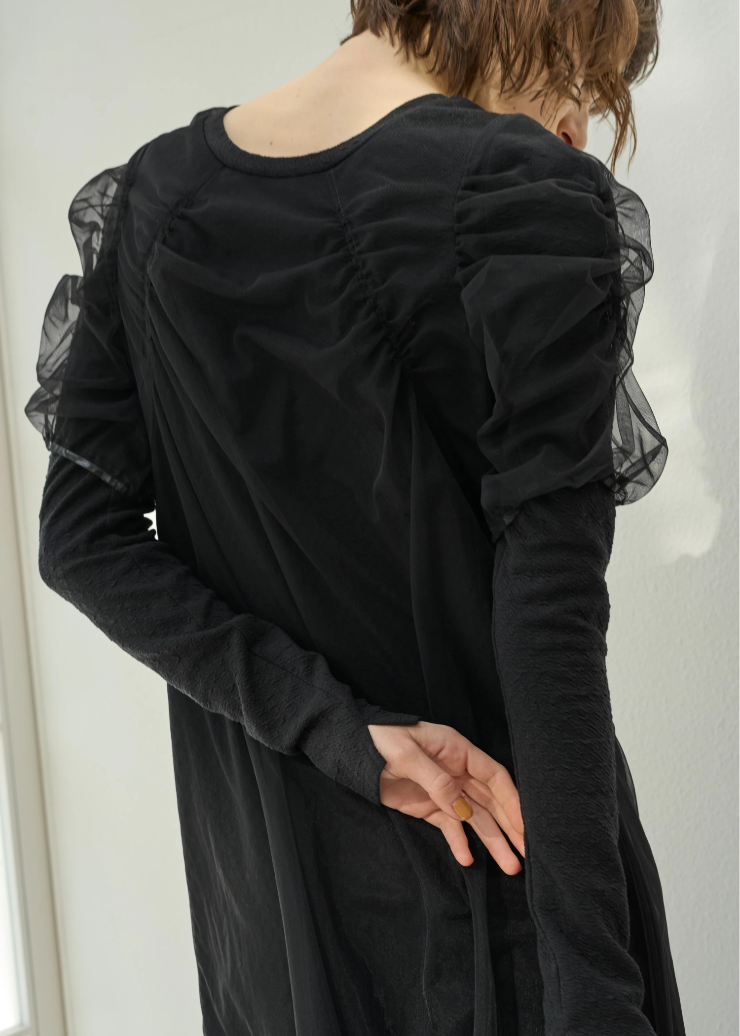 layered tulle floating jacquard gather OP