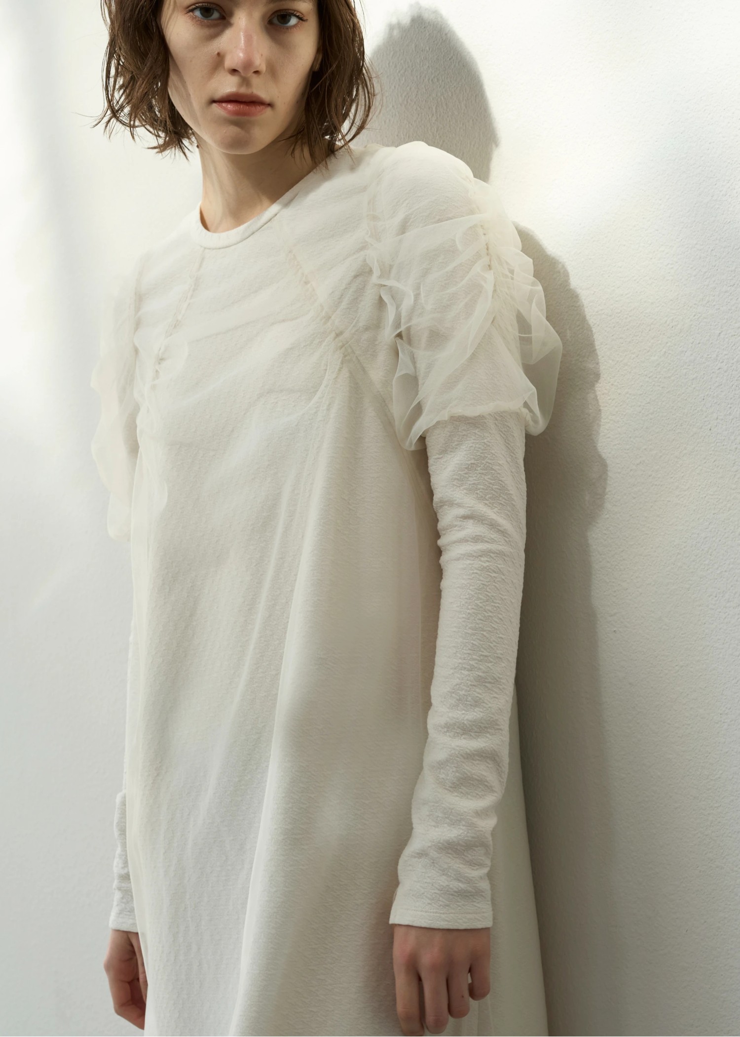 layered tulle floating jacquard gather OP