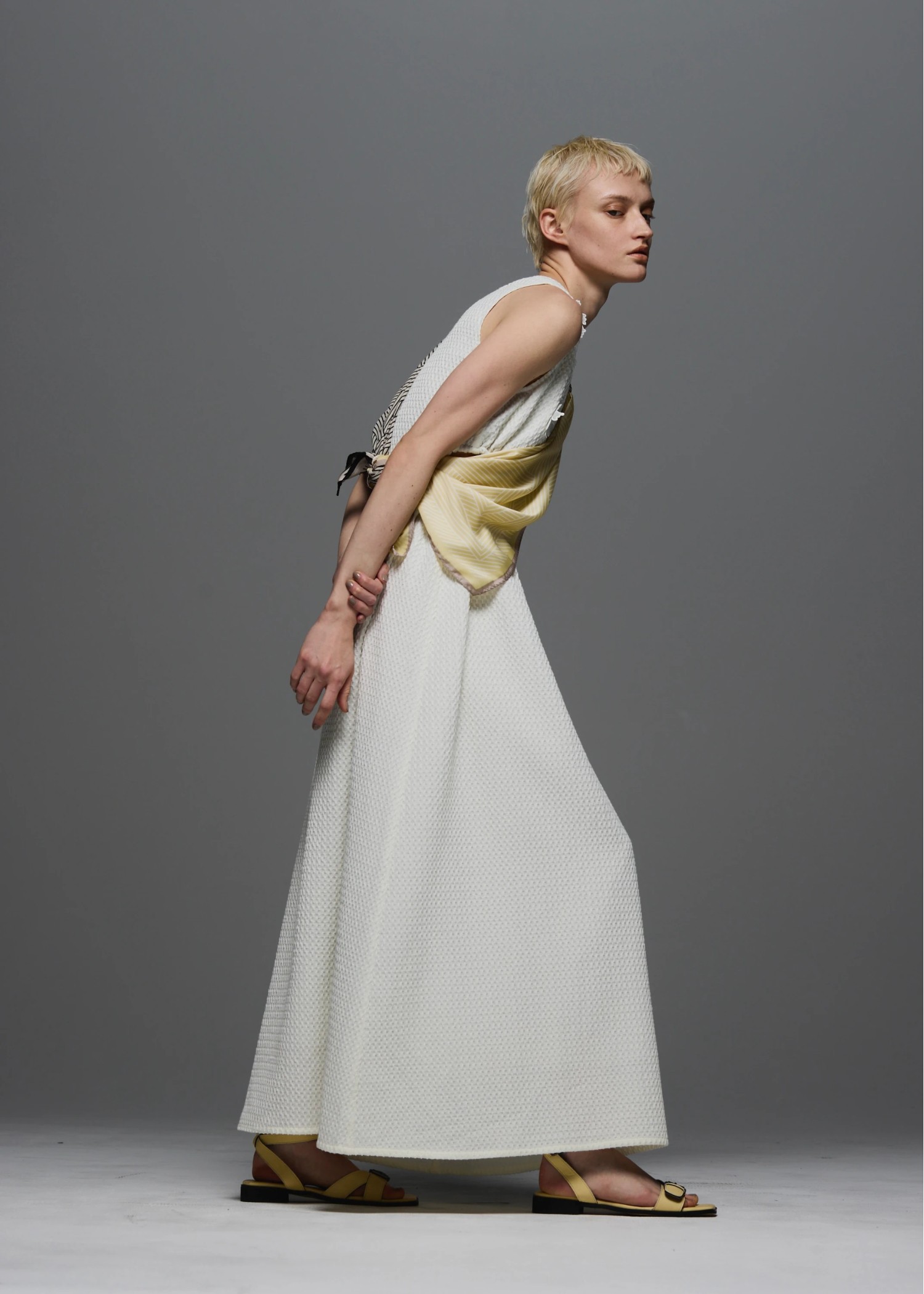 side drawstring open flower motif lace OP