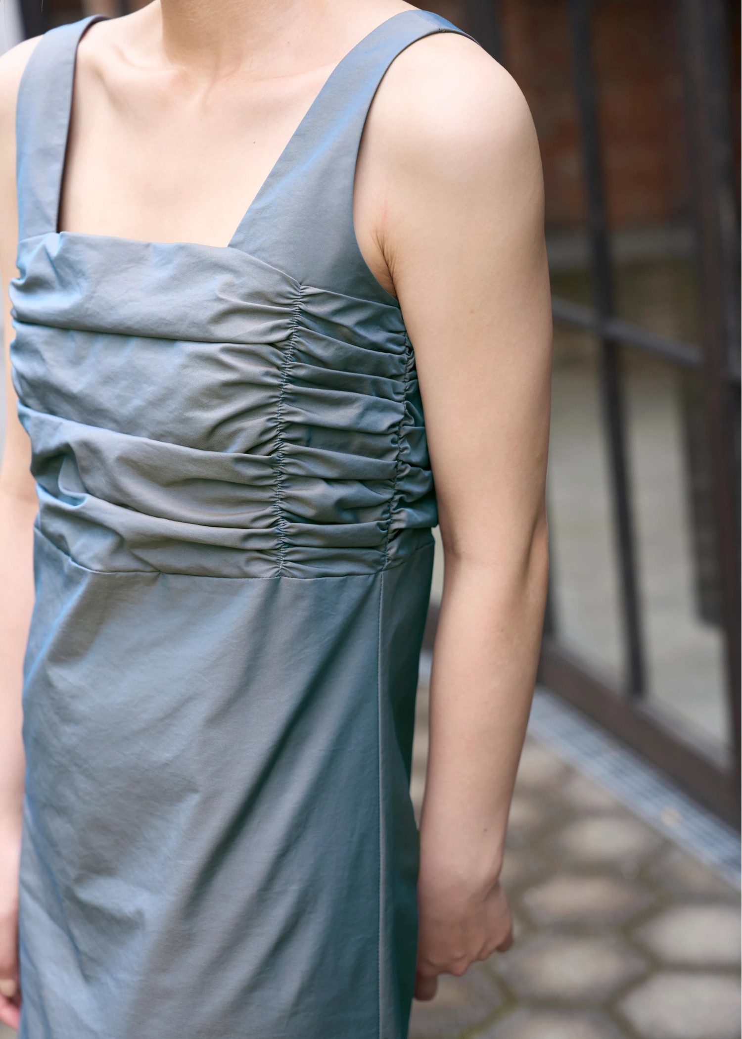 sheer motif lace OP & gather breast tank OP SET