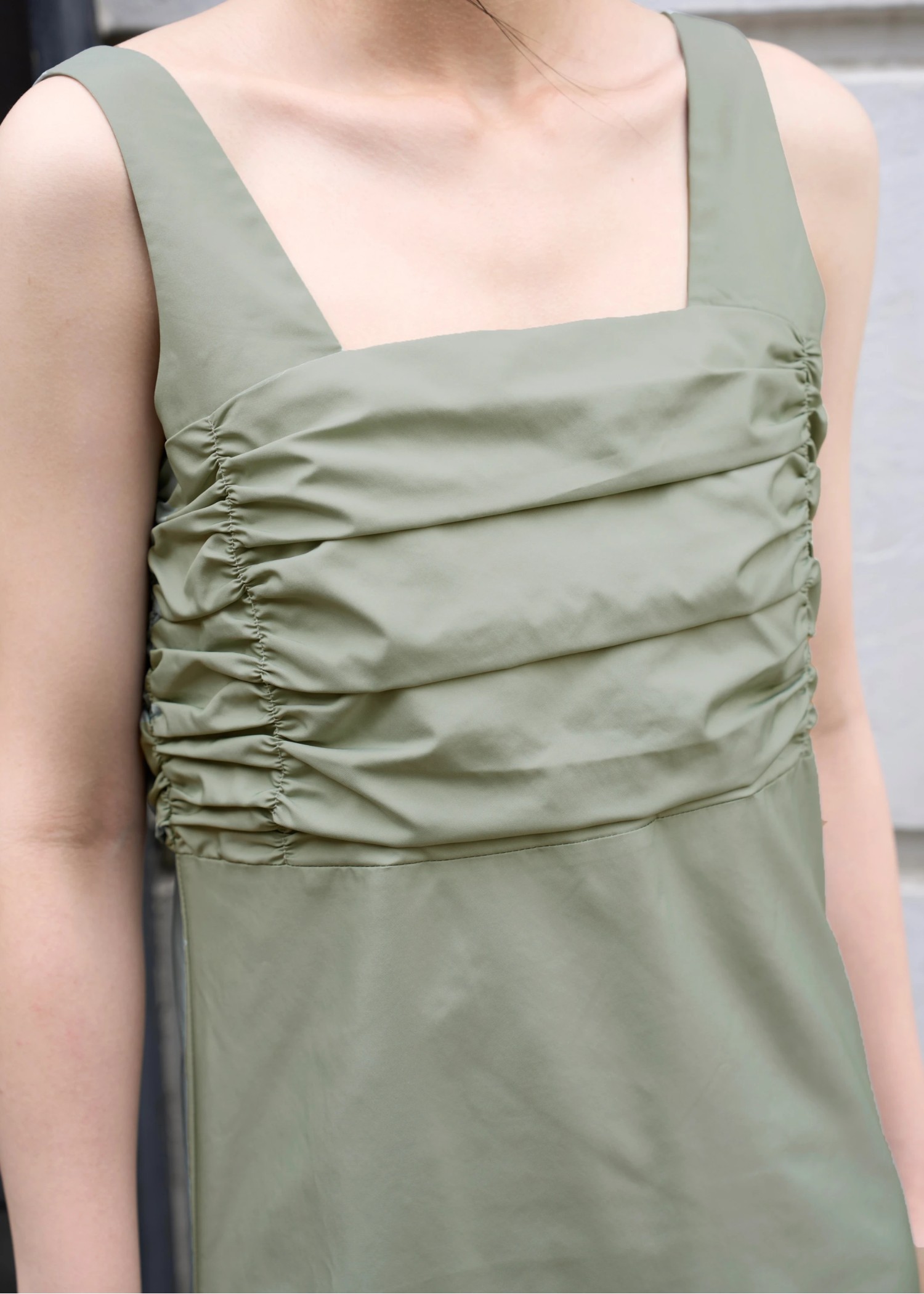 sheer motif lace OP & gather breast tank OP SET