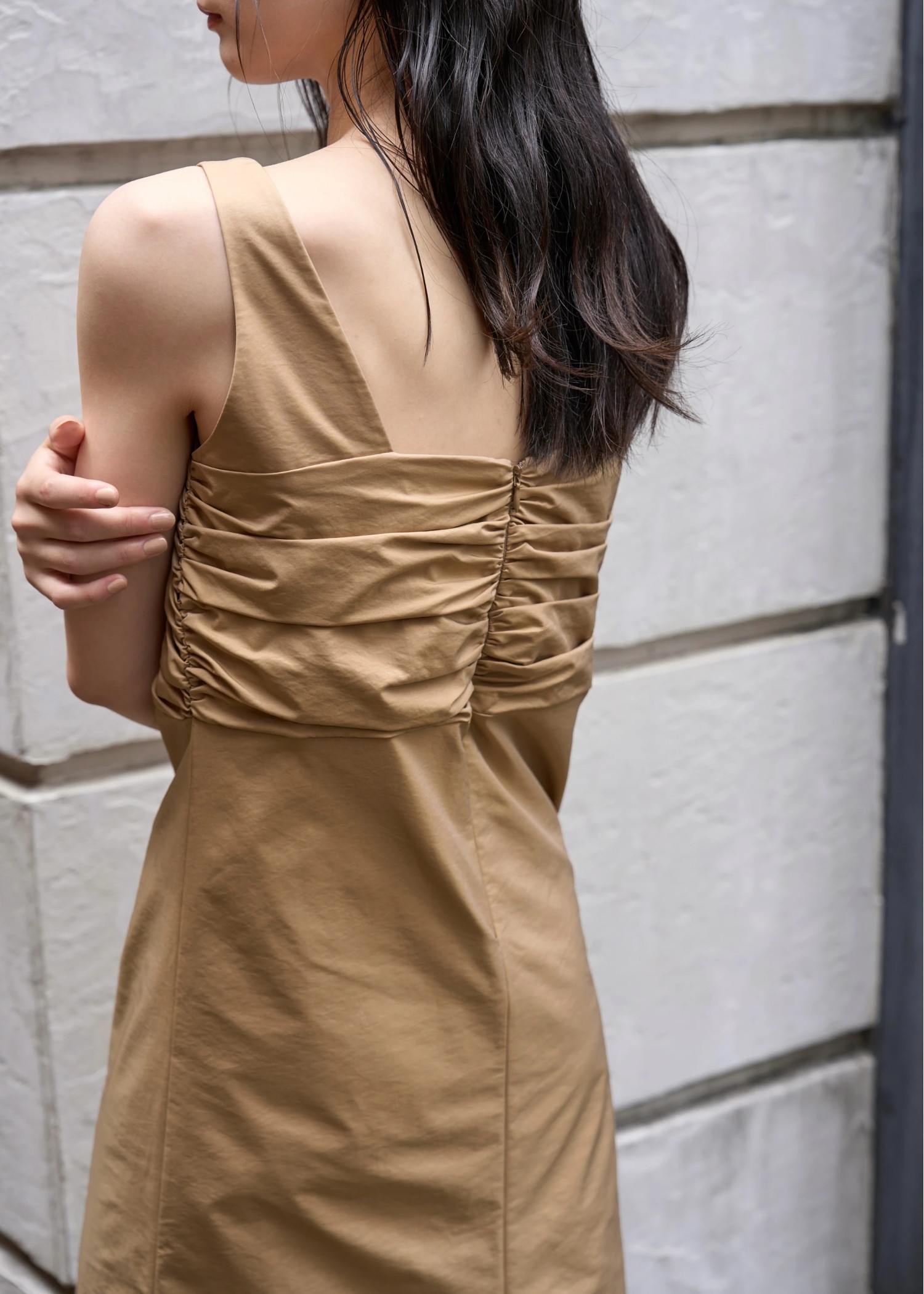 sheer motif lace OP & gather breast tank OP SET