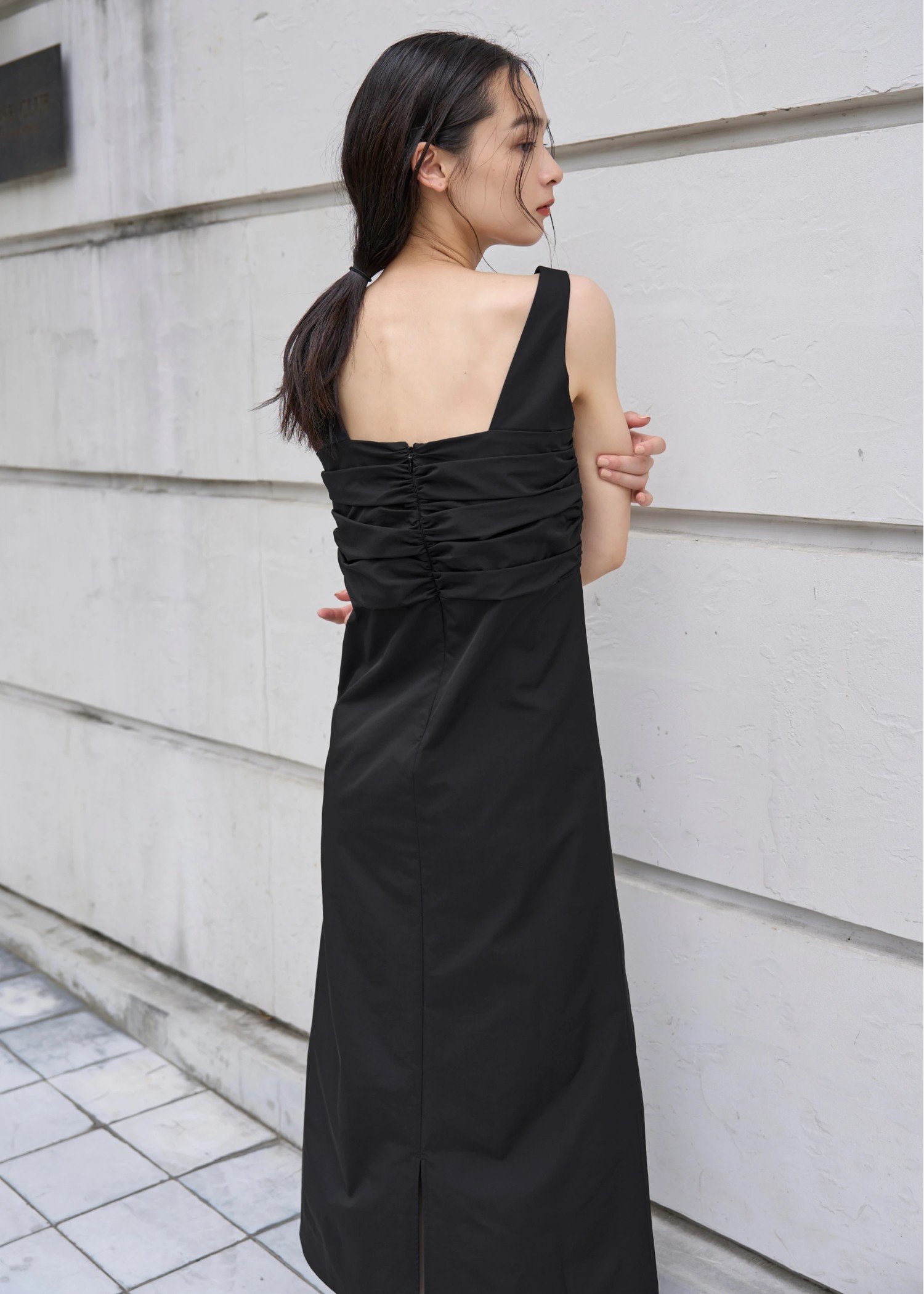 sheer motif lace OP & gather breast tank OP SET