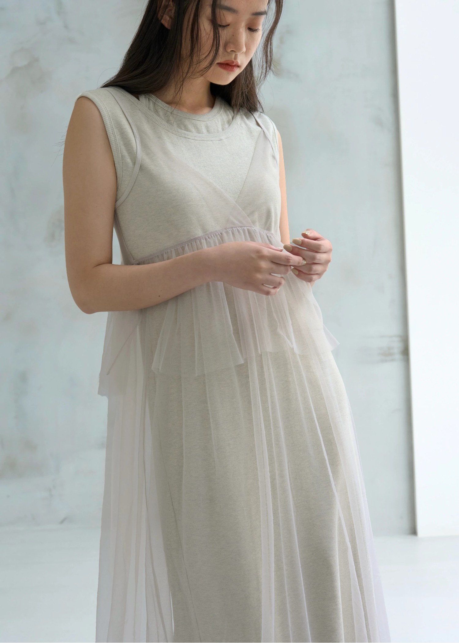 layered tulle peplum cami OP