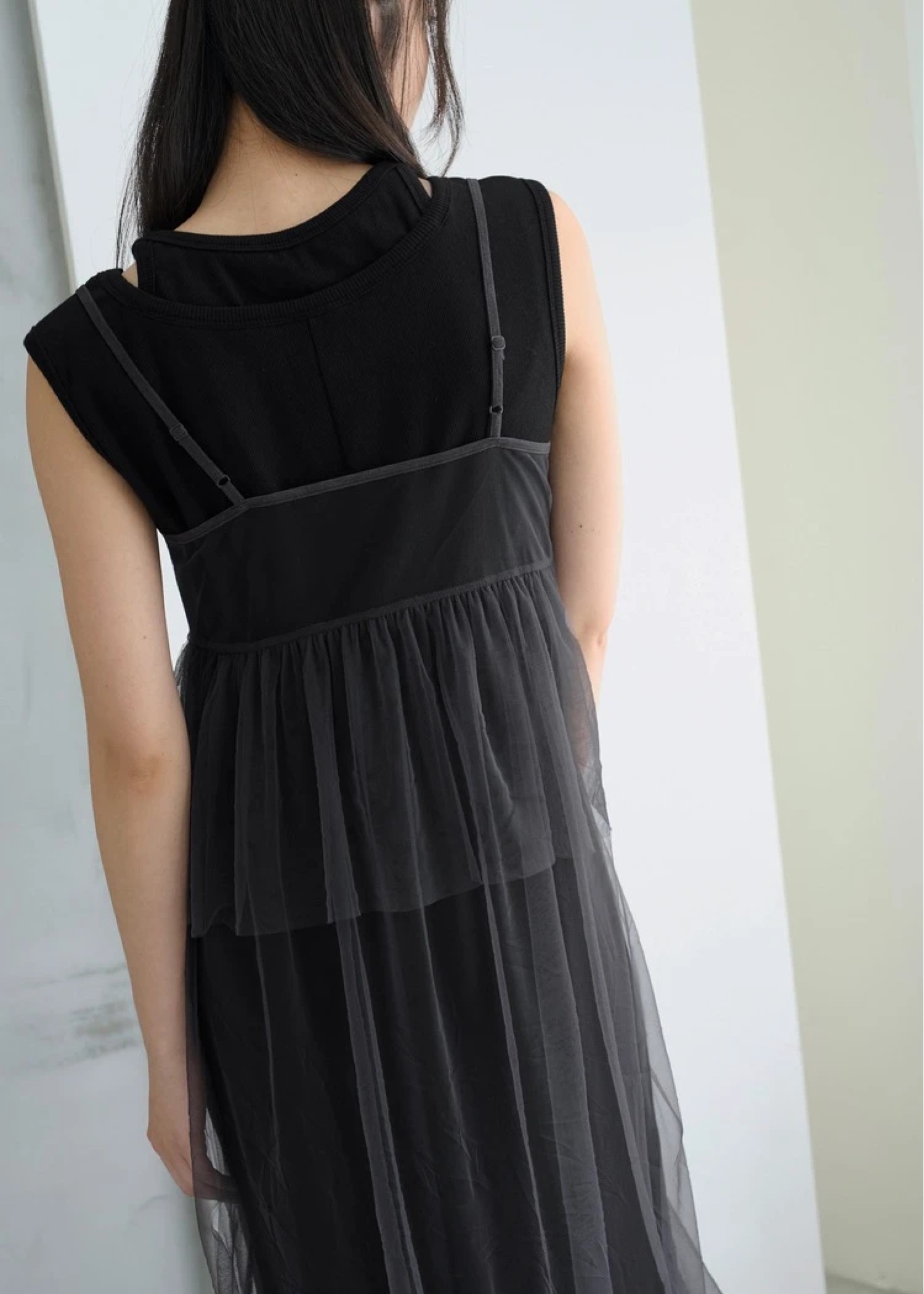 layered tulle peplum cami OP