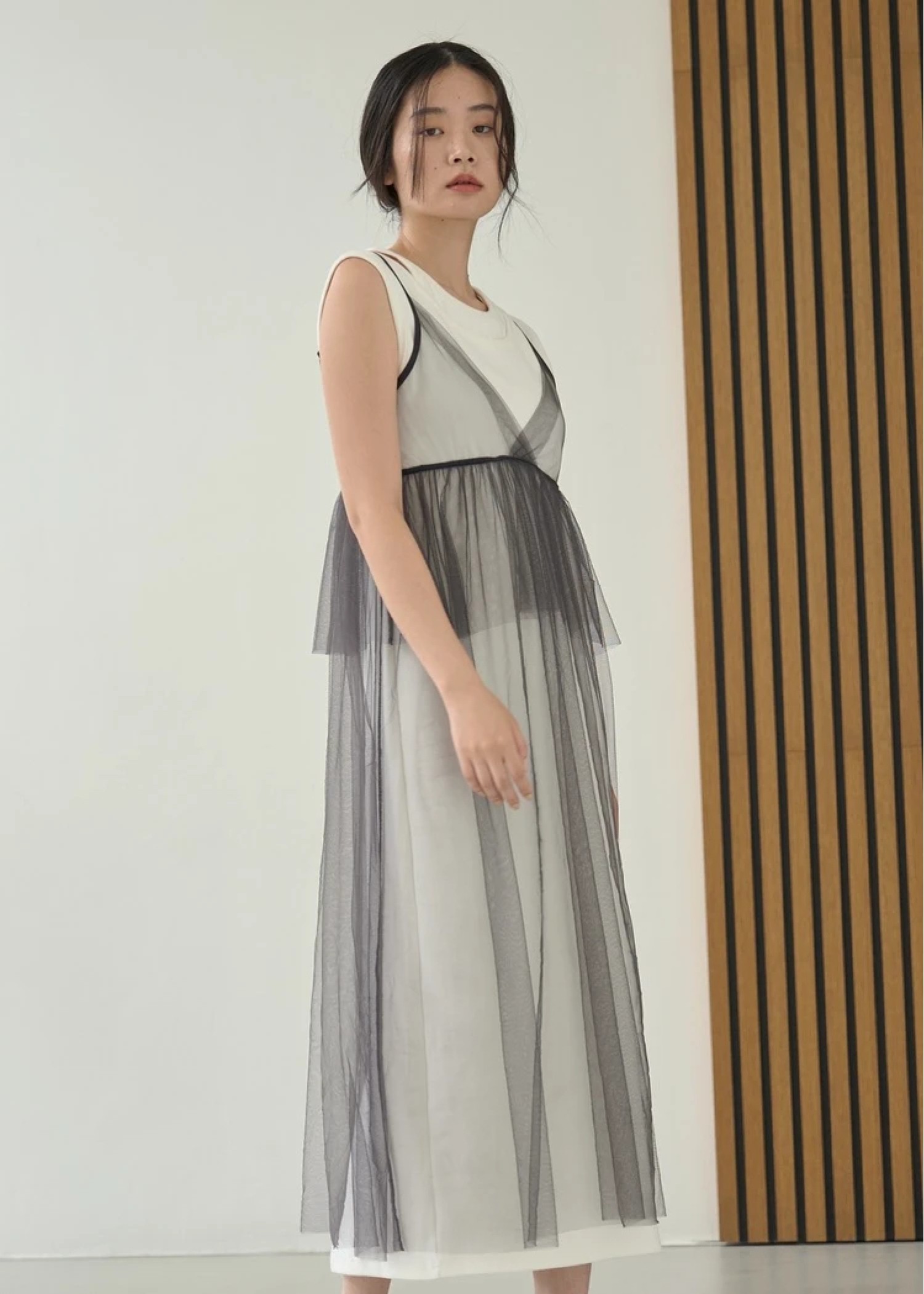 layered tulle peplum cami OP