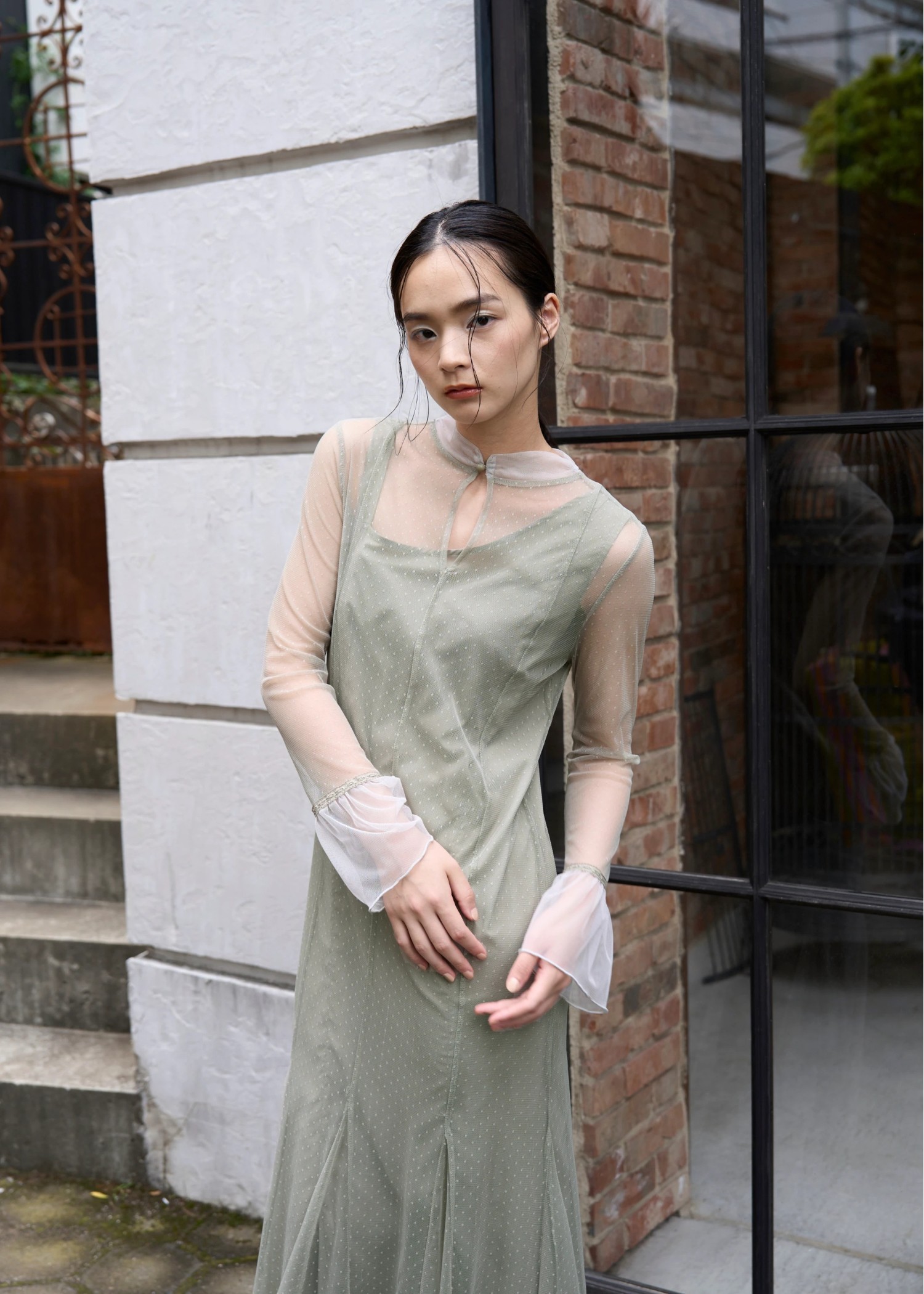 dot tulle sheer mermaid OP