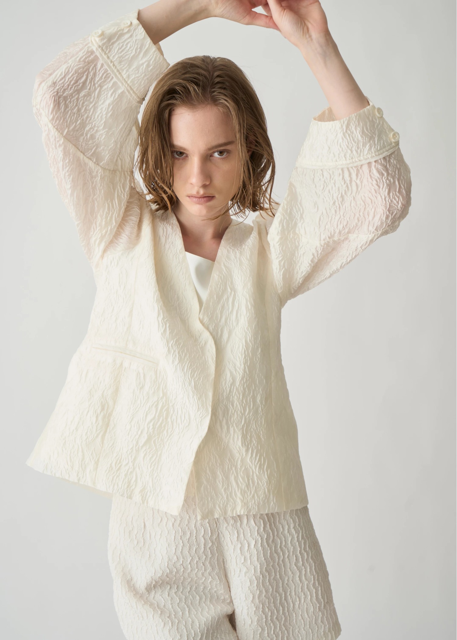 floating sheer jacquard no collar JK