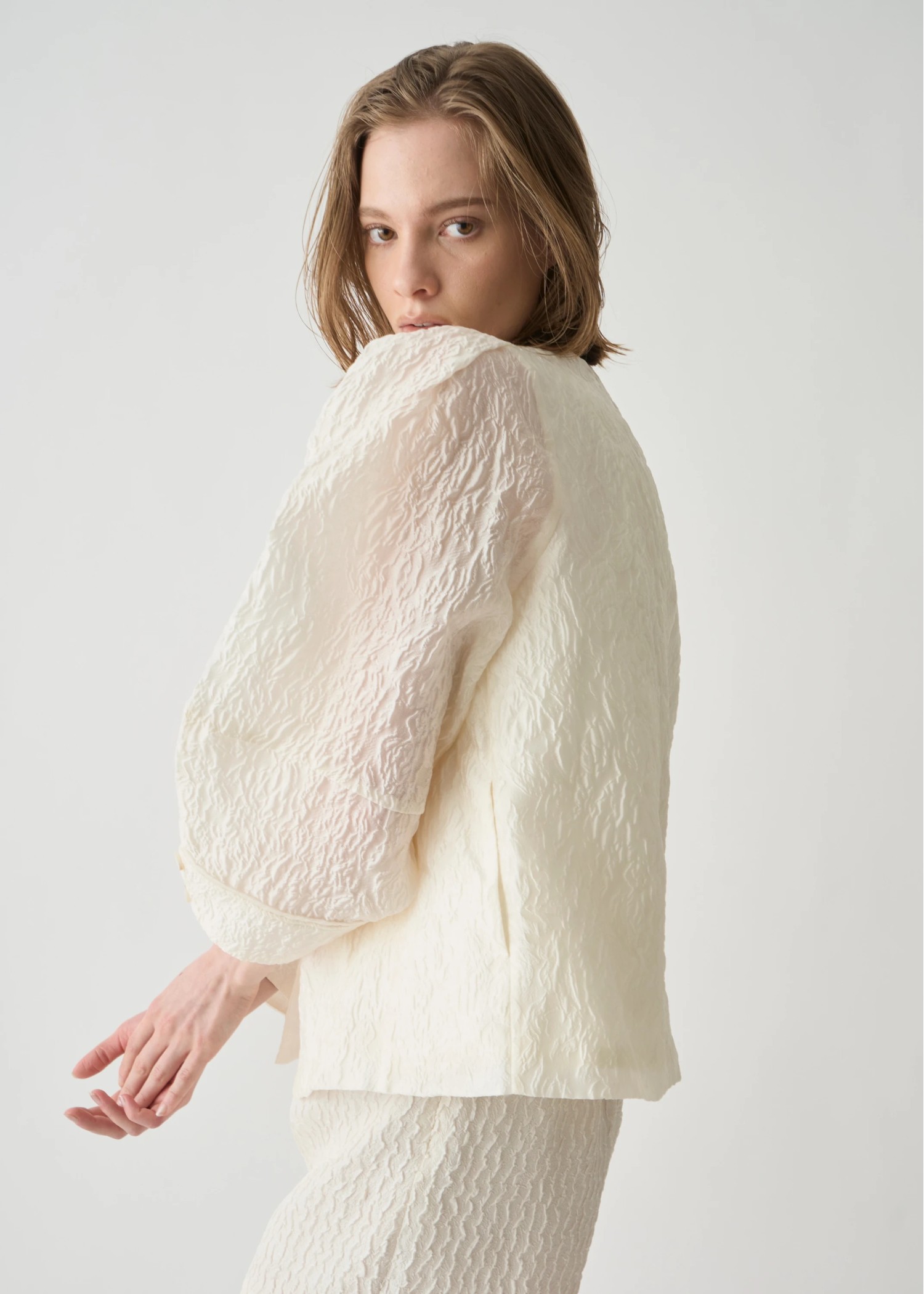 floating sheer jacquard no collar JK