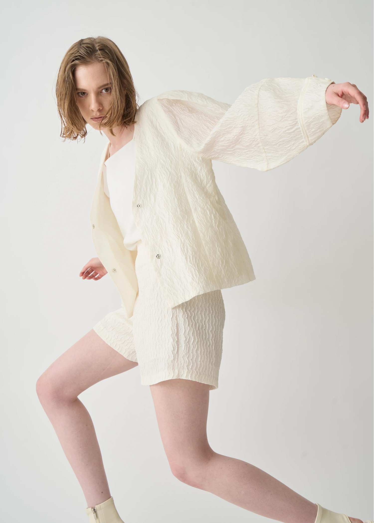 floating sheer jacquard no collar JK