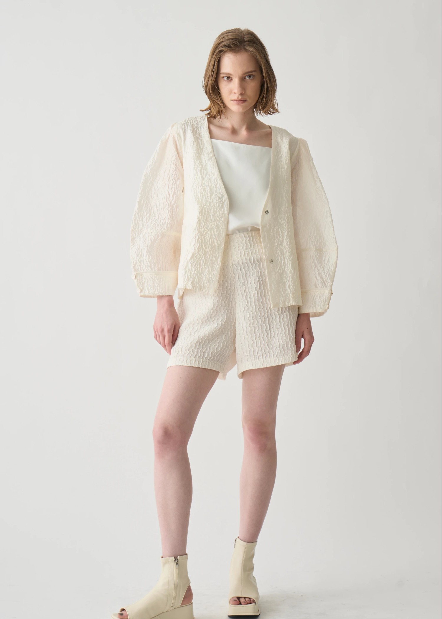 floating sheer jacquard no collar JK