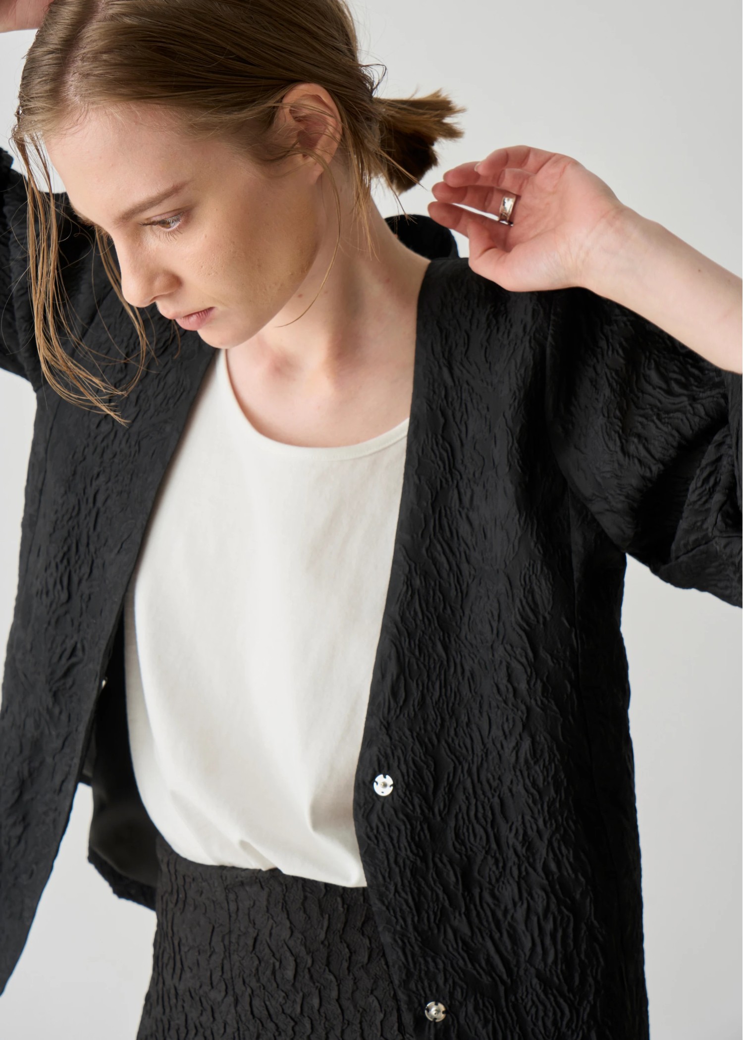 floating sheer jacquard no collar JK