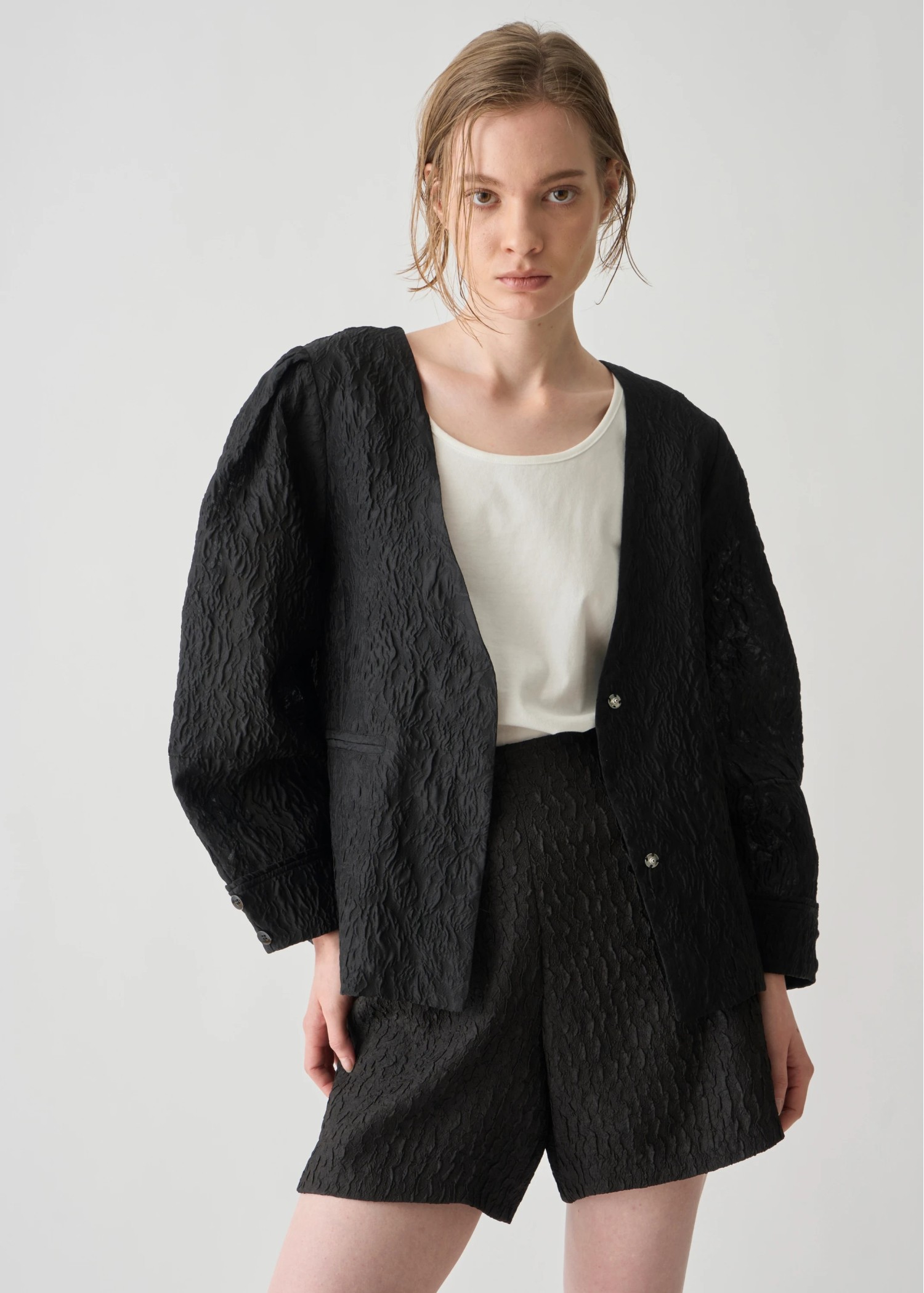 floating sheer jacquard no collar JK