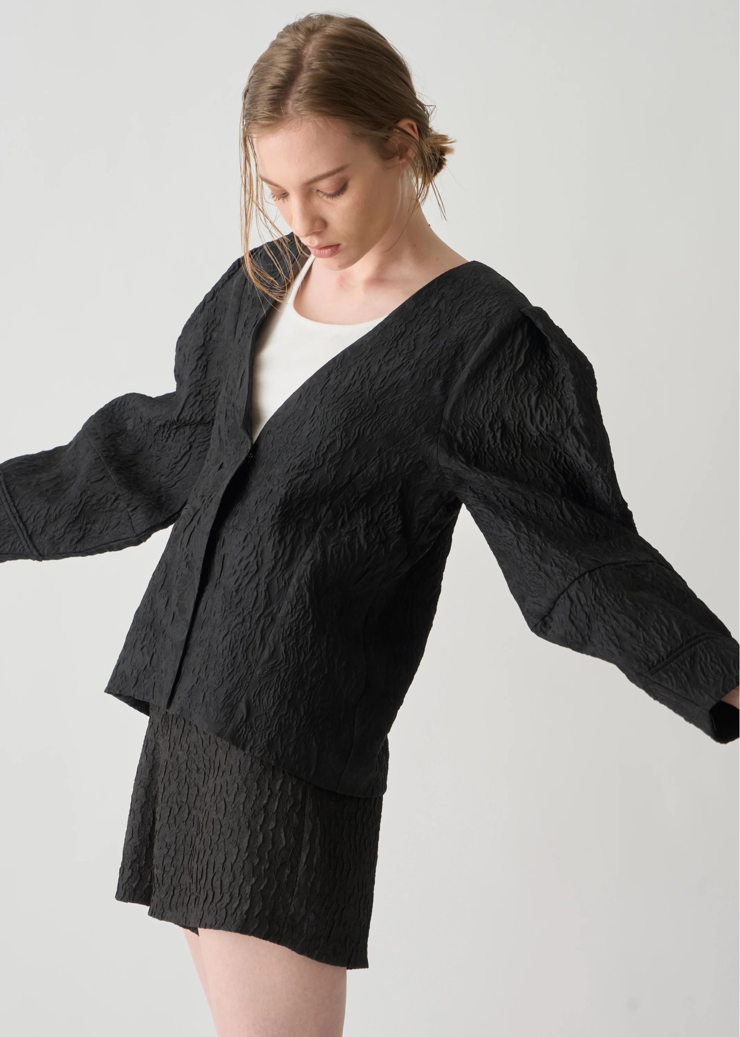 floating sheer jacquard no collar JK