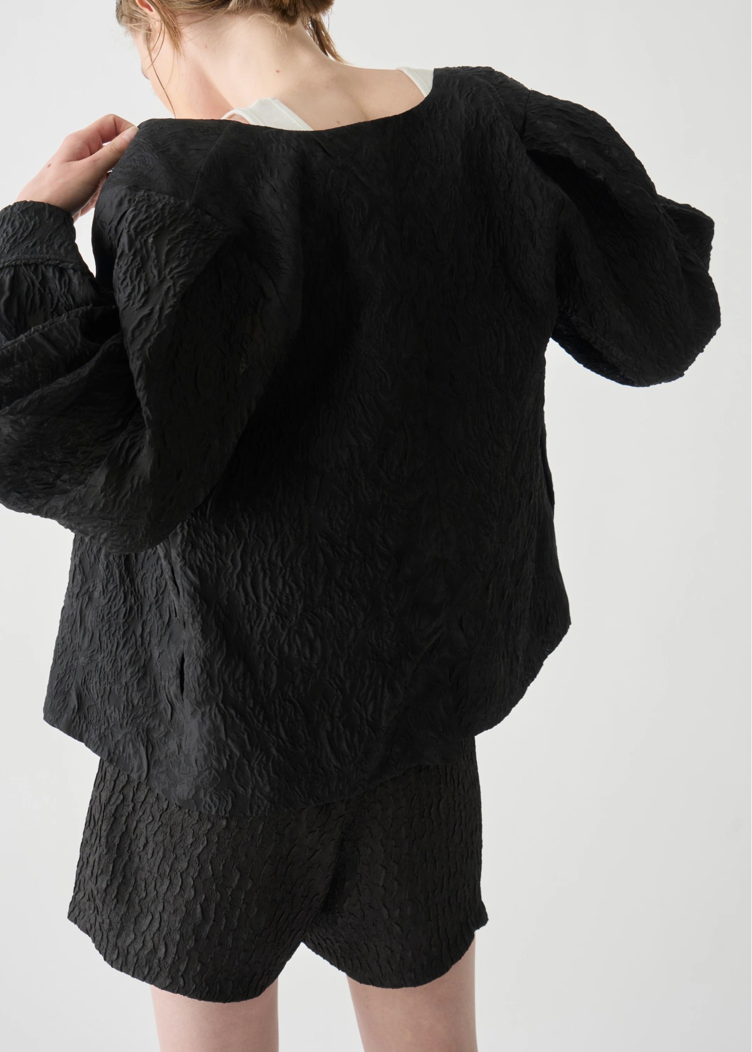 floating sheer jacquard no collar JK