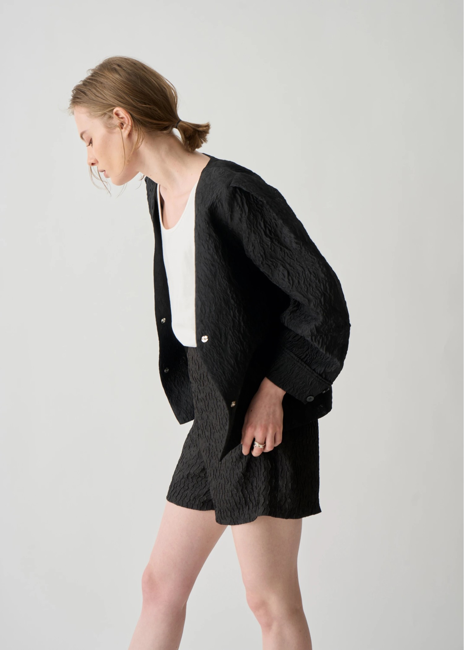 floating sheer jacquard no collar JK